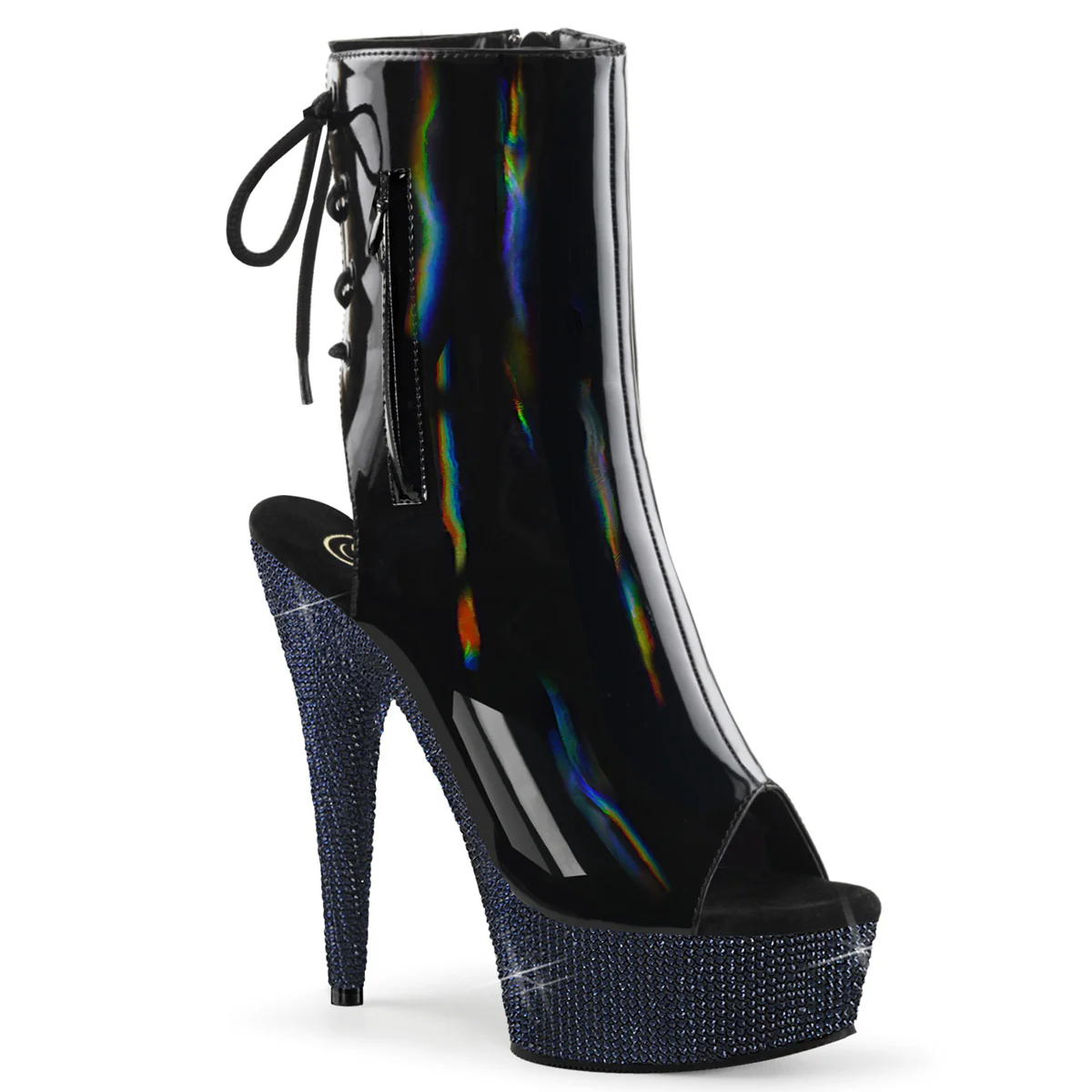 BEJEWELED-1018DM-6  Black Holo Patent/Midnight Black RS