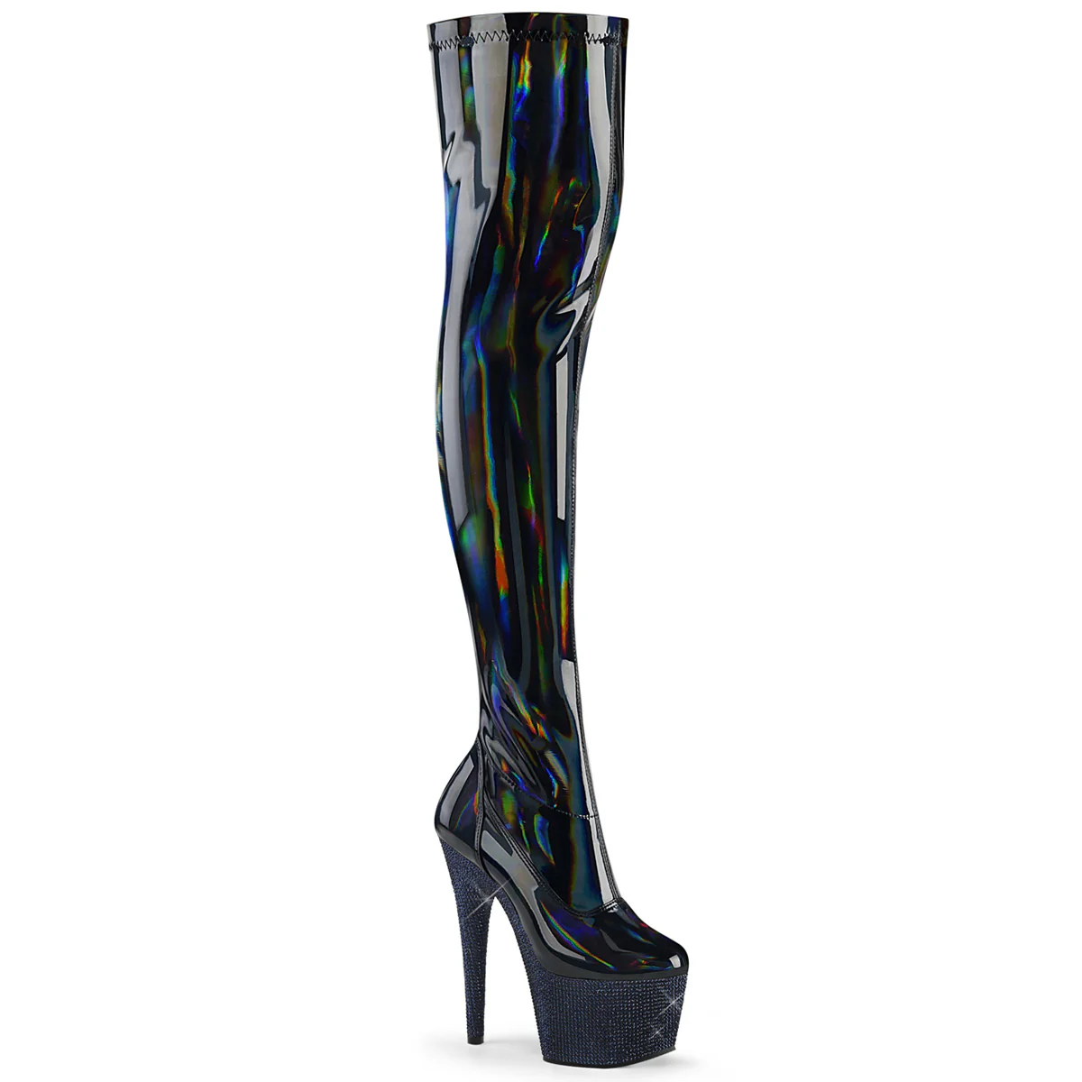 BEJEWELED-3000-7 Black Stretch Holo Patent/Midnight Black RS