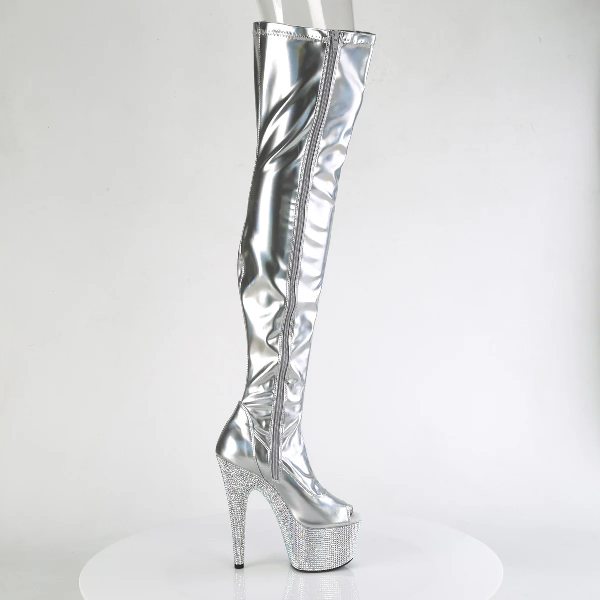 BEJEWELED-3011-7  Silver Stretch Holo Patent/Silver AB RS - Image 5
