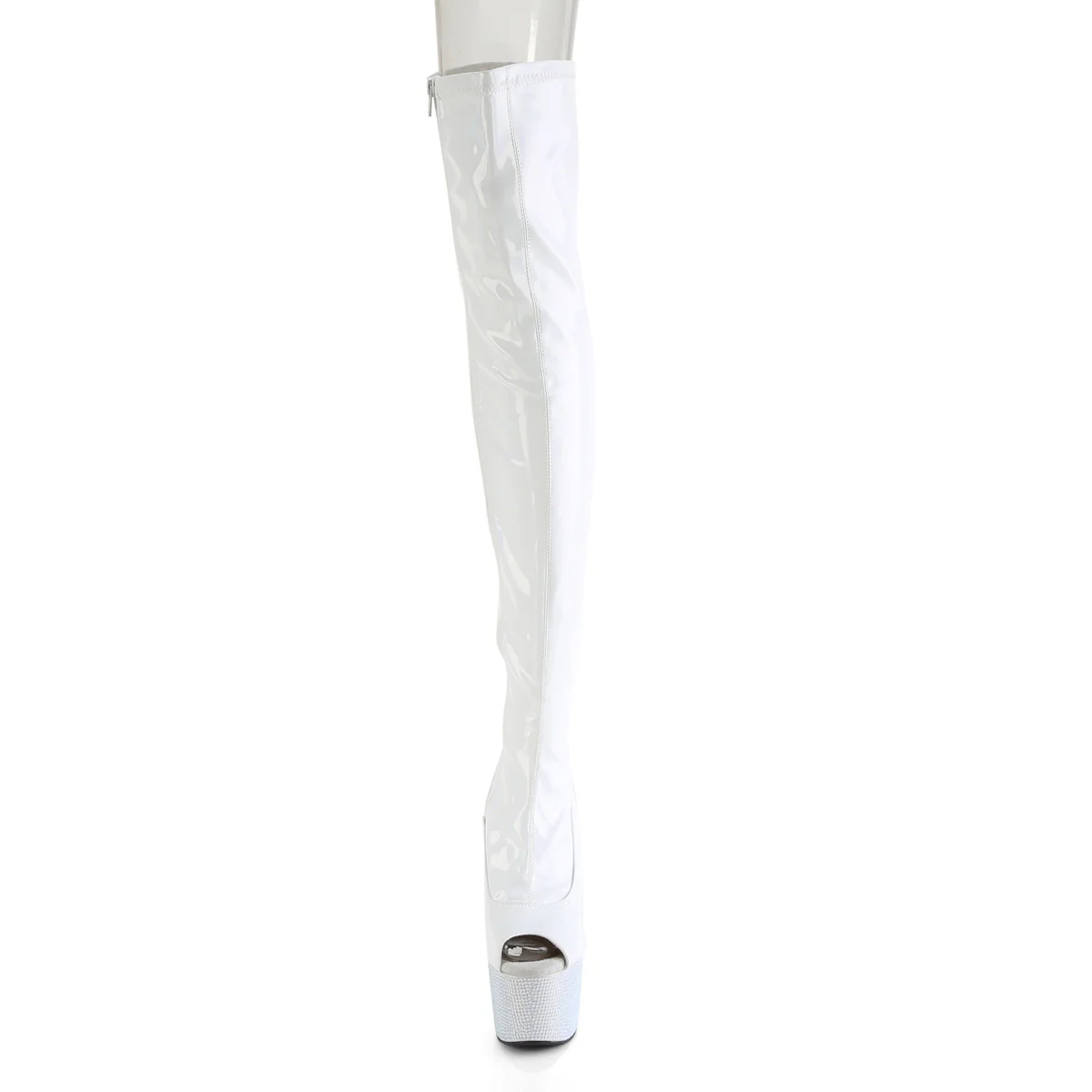 BEJEWELED-3011-7  White Stretch Holo Patent/White RS - Image 2