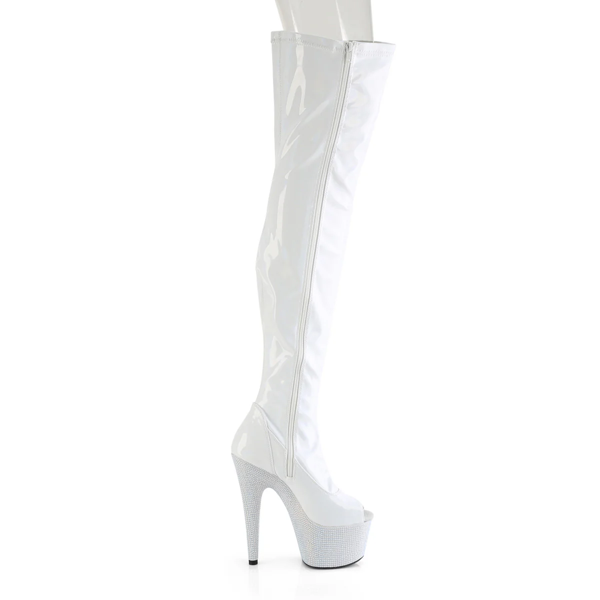 BEJEWELED-3011-7  White Stretch Holo Patent/White RS - Image 5