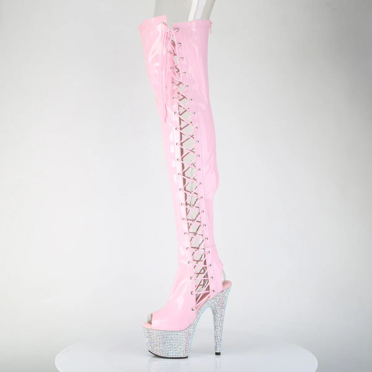 BEJEWELED-3052HG-7  Baby Pink Holo Patent/Silver AB RS - Image 3