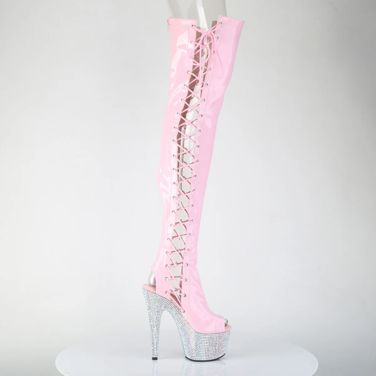 BEJEWELED-3052HG-7  Baby Pink Holo Patent/Silver AB RS - Image 5