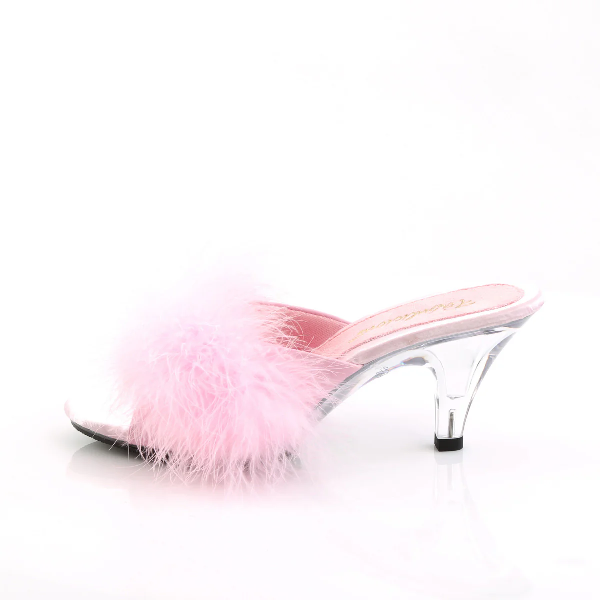 BELLE-301F  Baby Pink Pu-Fur/Clear - Image 3