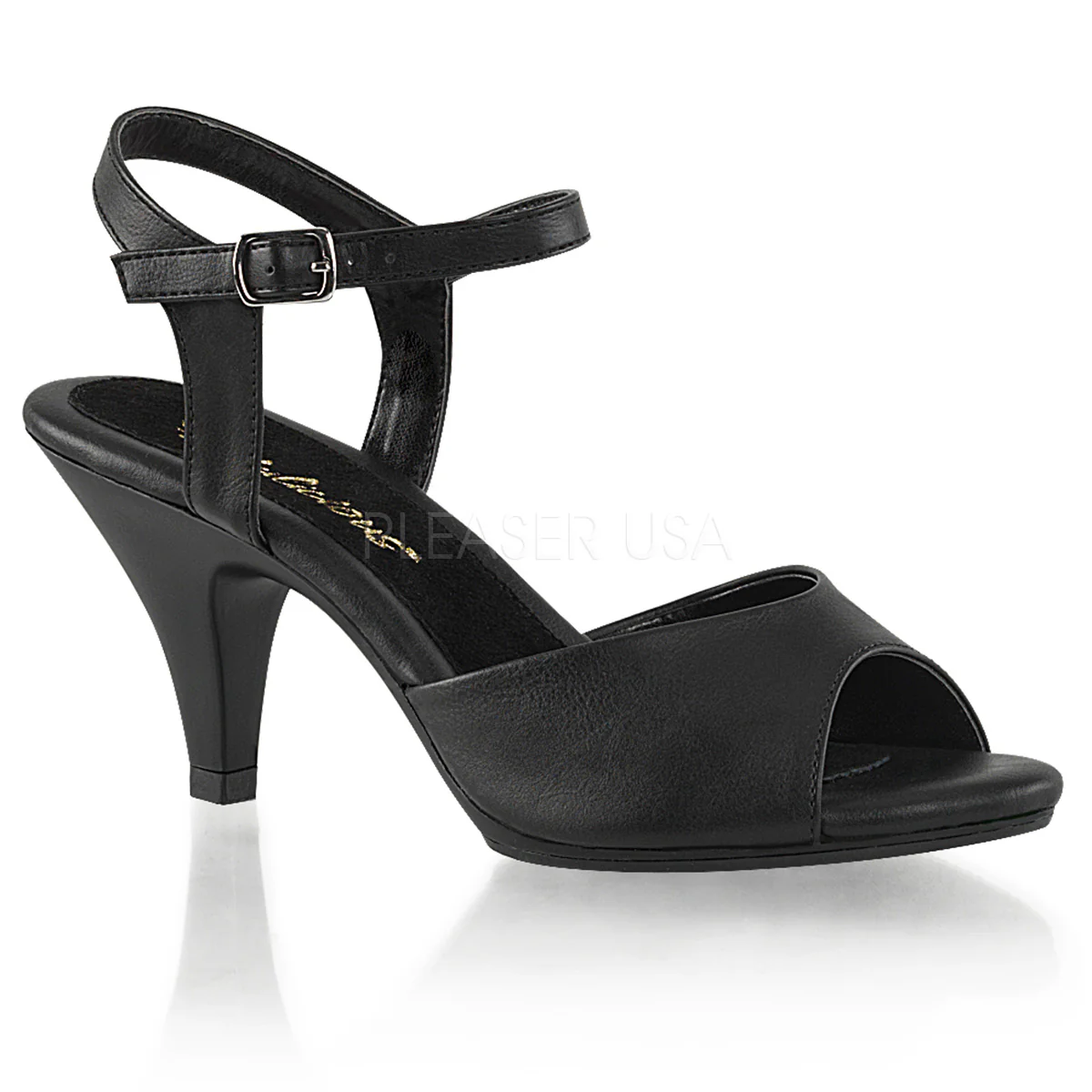 BELLE-309 Black Faux Leather/Black Matte