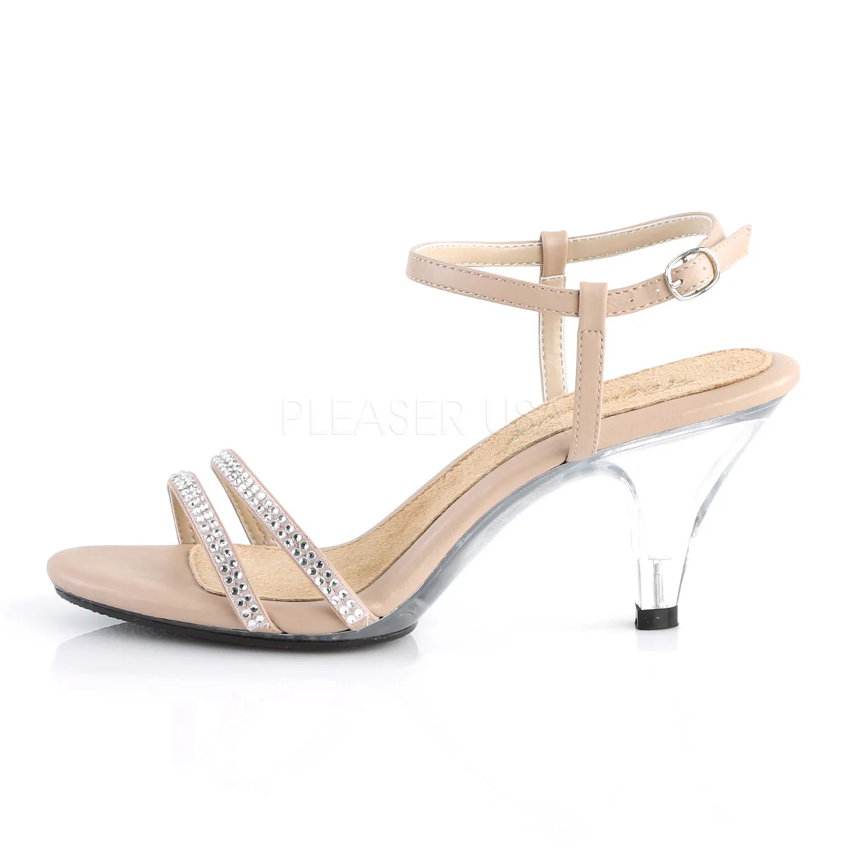 BELLE-316  Nude Faux Leather/Clear - Image 3