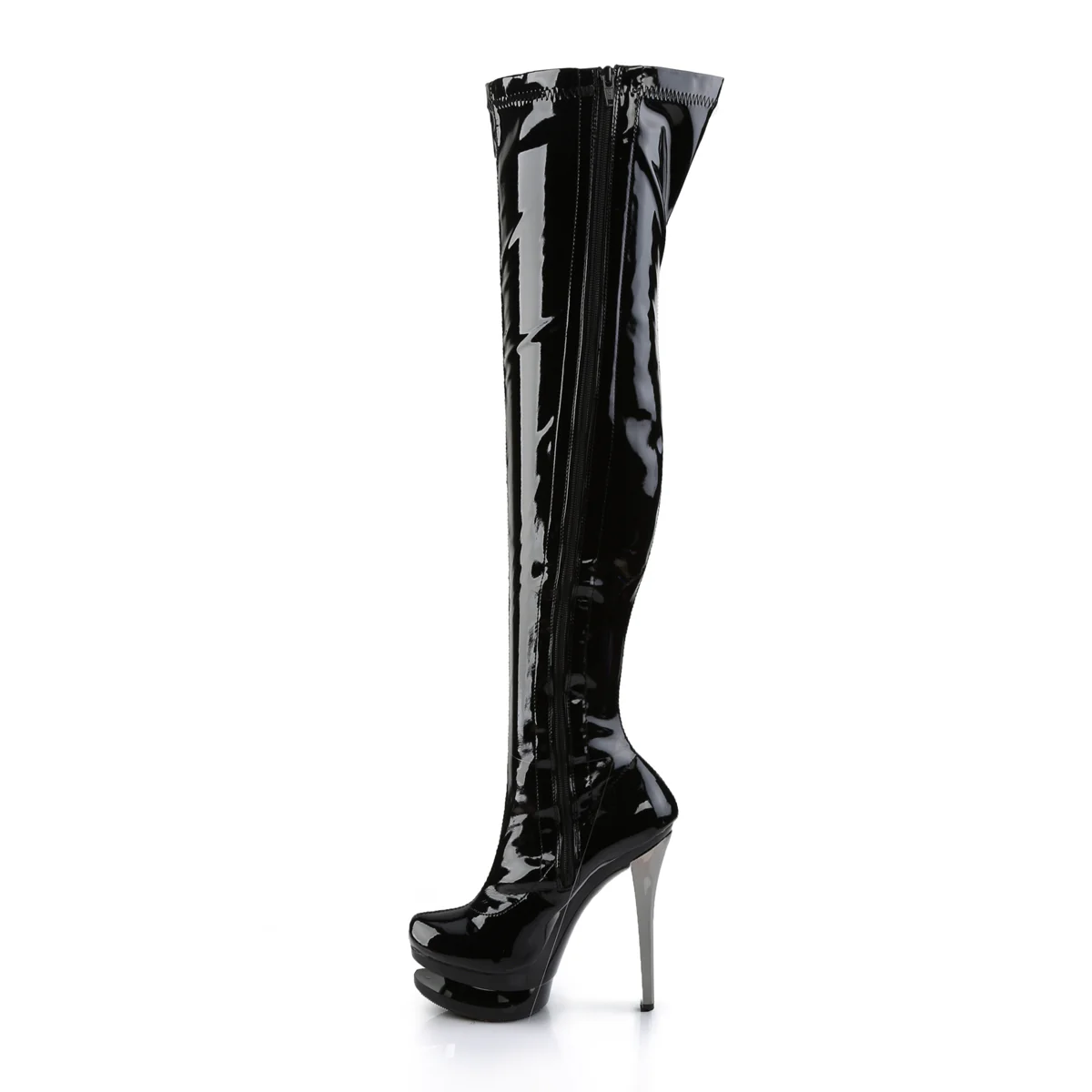 BLONDIE-3000  Black Stretch Patent/Black-Pewter Chrome - Image 3