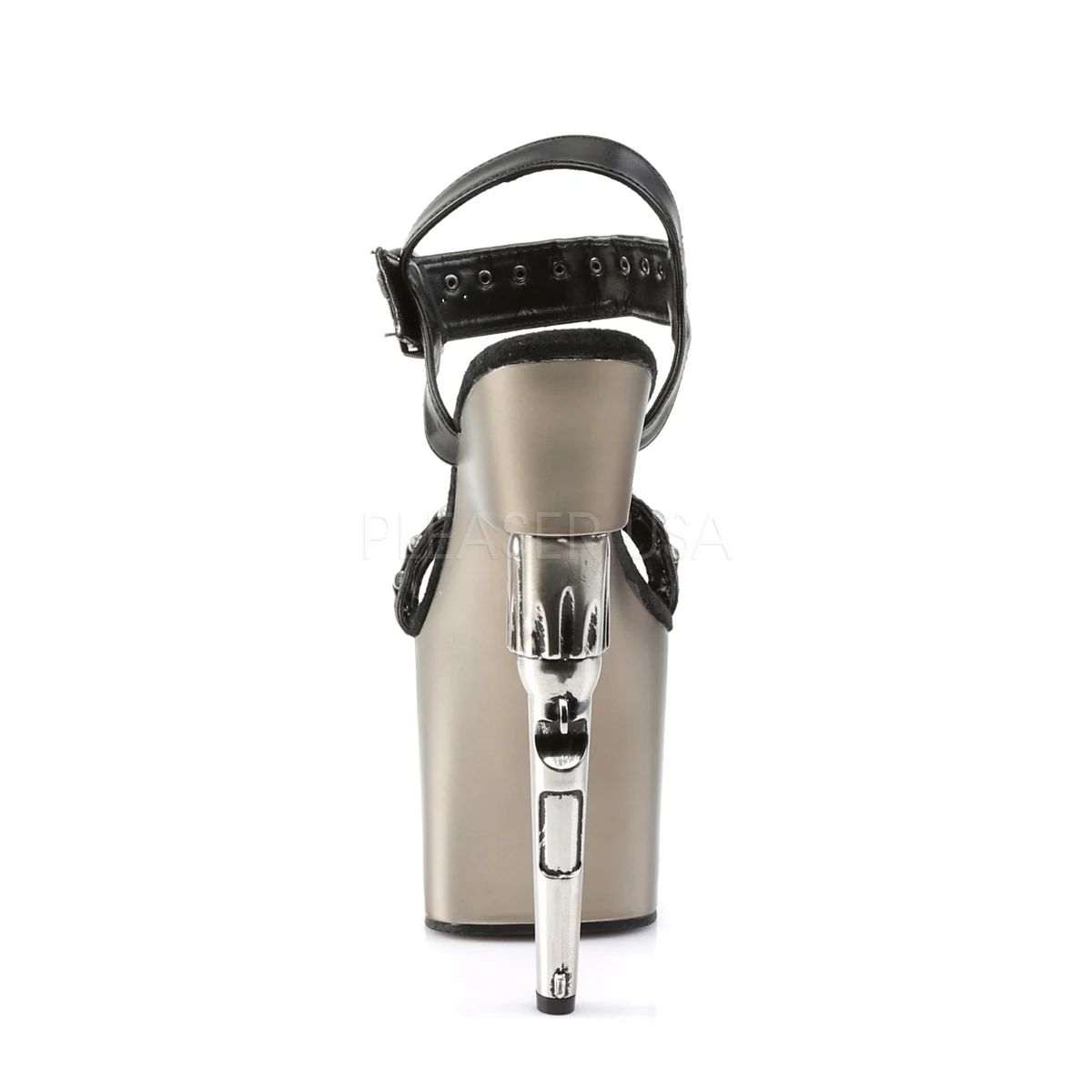 BONDGIRL-712  Black Faux Leather/Pewter - Image 4