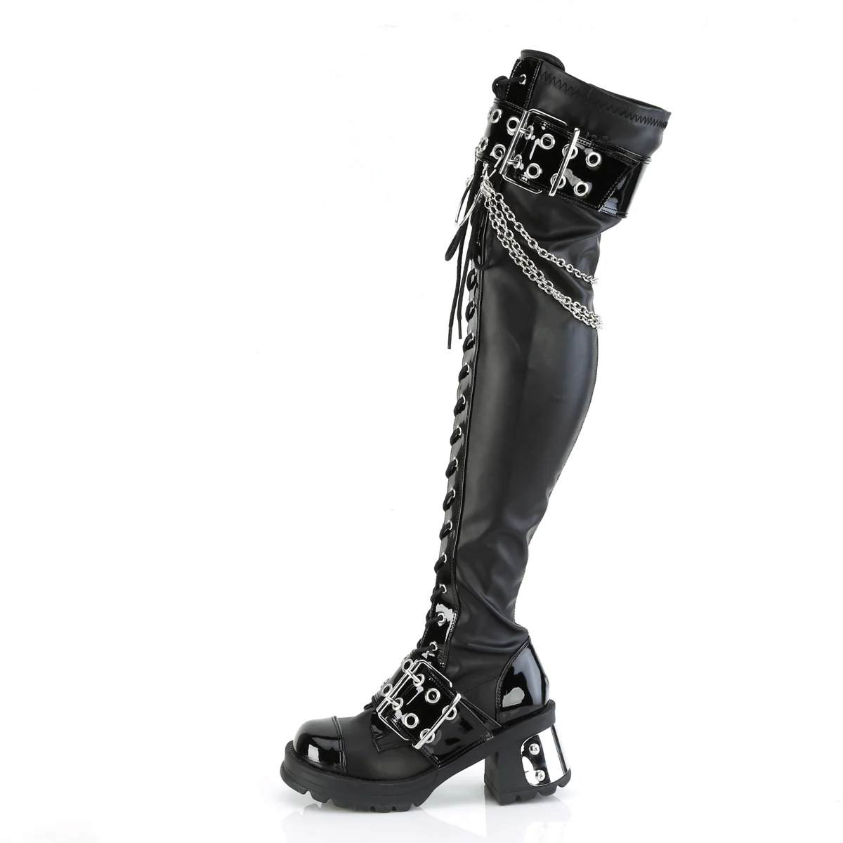 BRATTY-304  Black Stretch Vegan Leather - Image 3