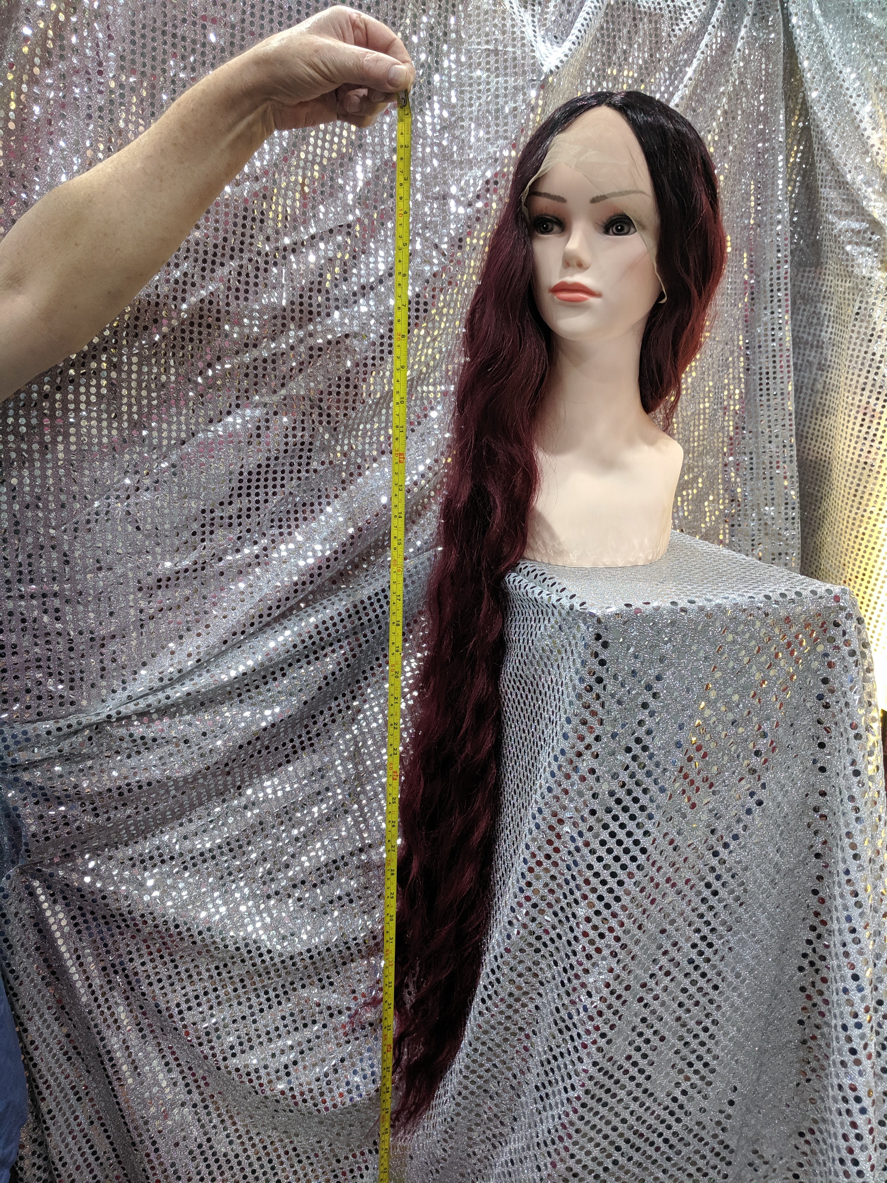 Burgundy 40" Wavy Heat Resistant Lace Front Wig - Image 3