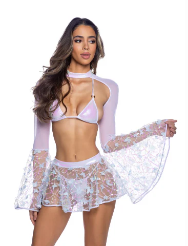Butterfly & Sequin Mini Skirt - Pink 6718 - Image 4