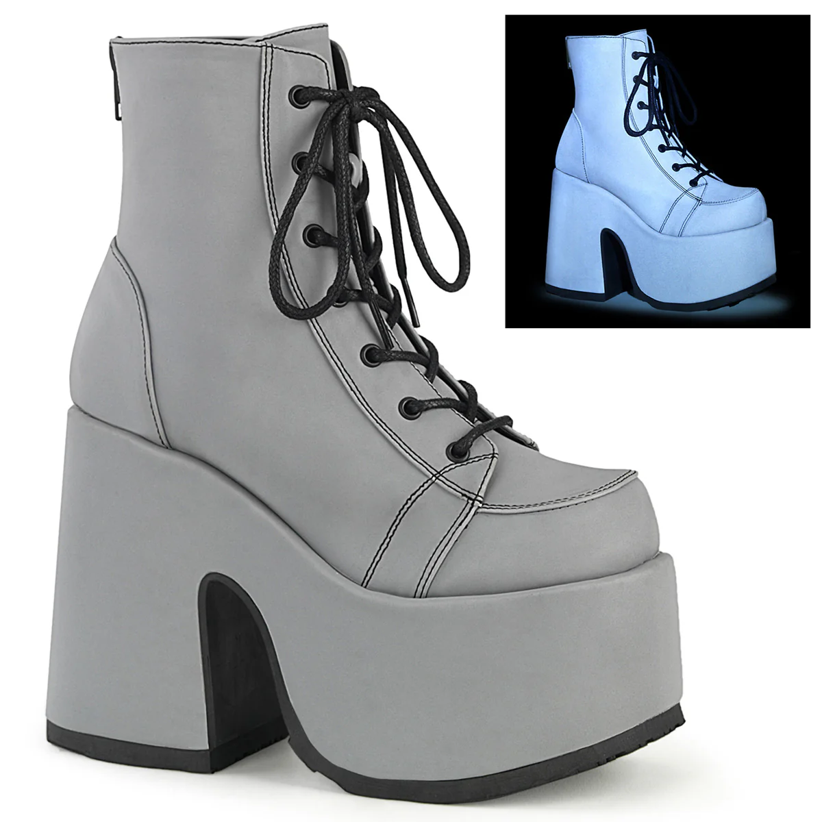 CAMEL-203  Grey Reflective Vegan Leather
