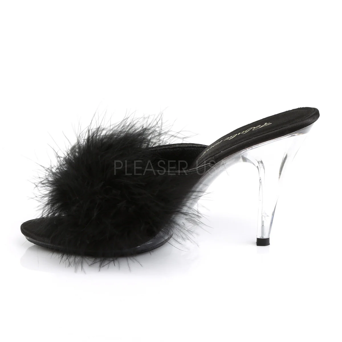 CARESS-401F  Black Satin-Fur/Clear - Image 3