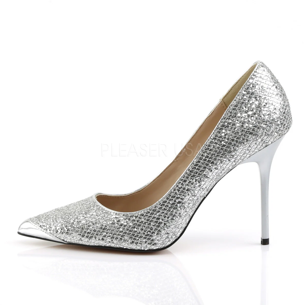 CLASSIQUE-20  Silver Glittery Lame Fabric - Image 3