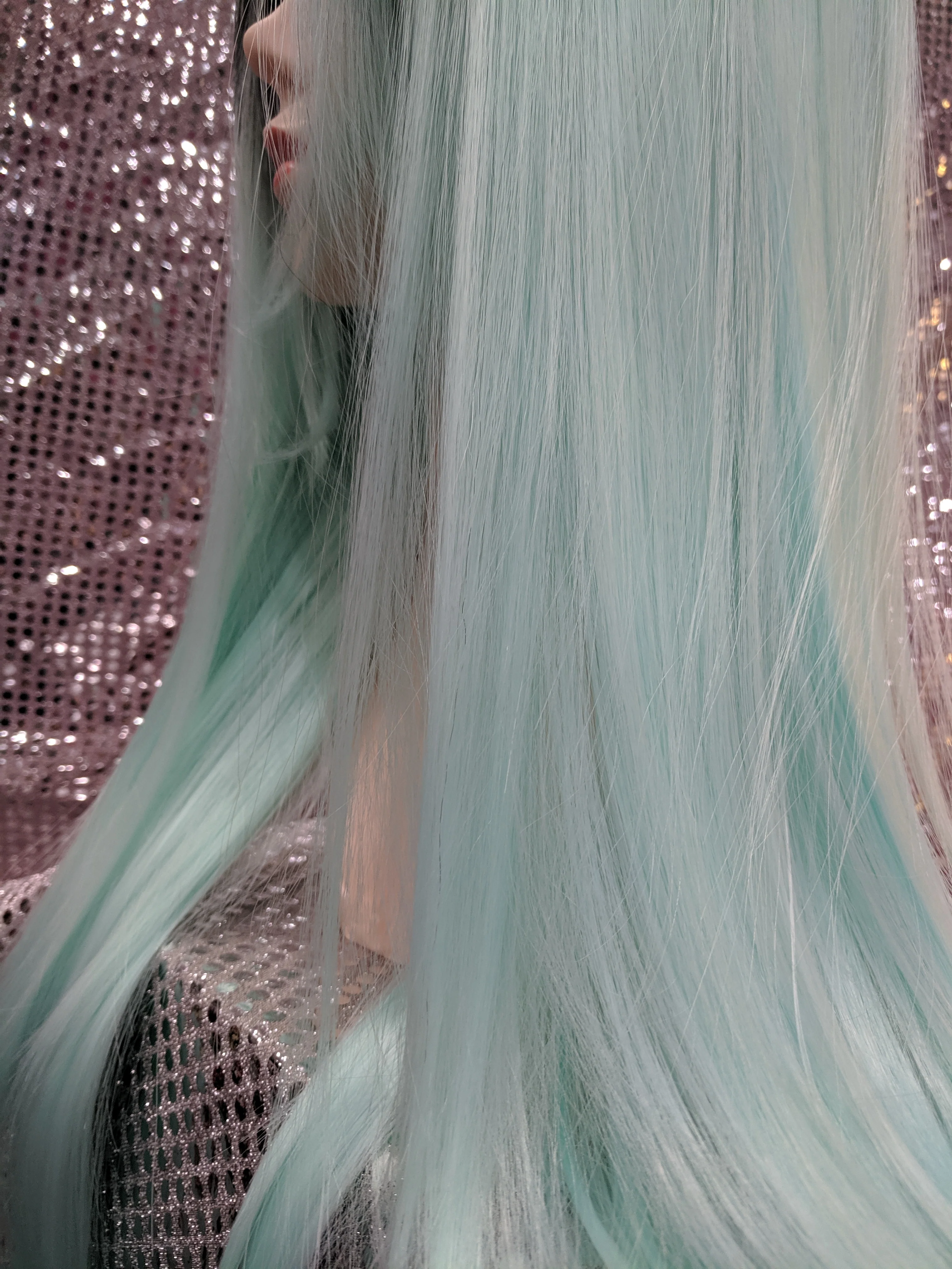 Aqua Ombre 24" Straight Heat Resistant Wig - Image 3