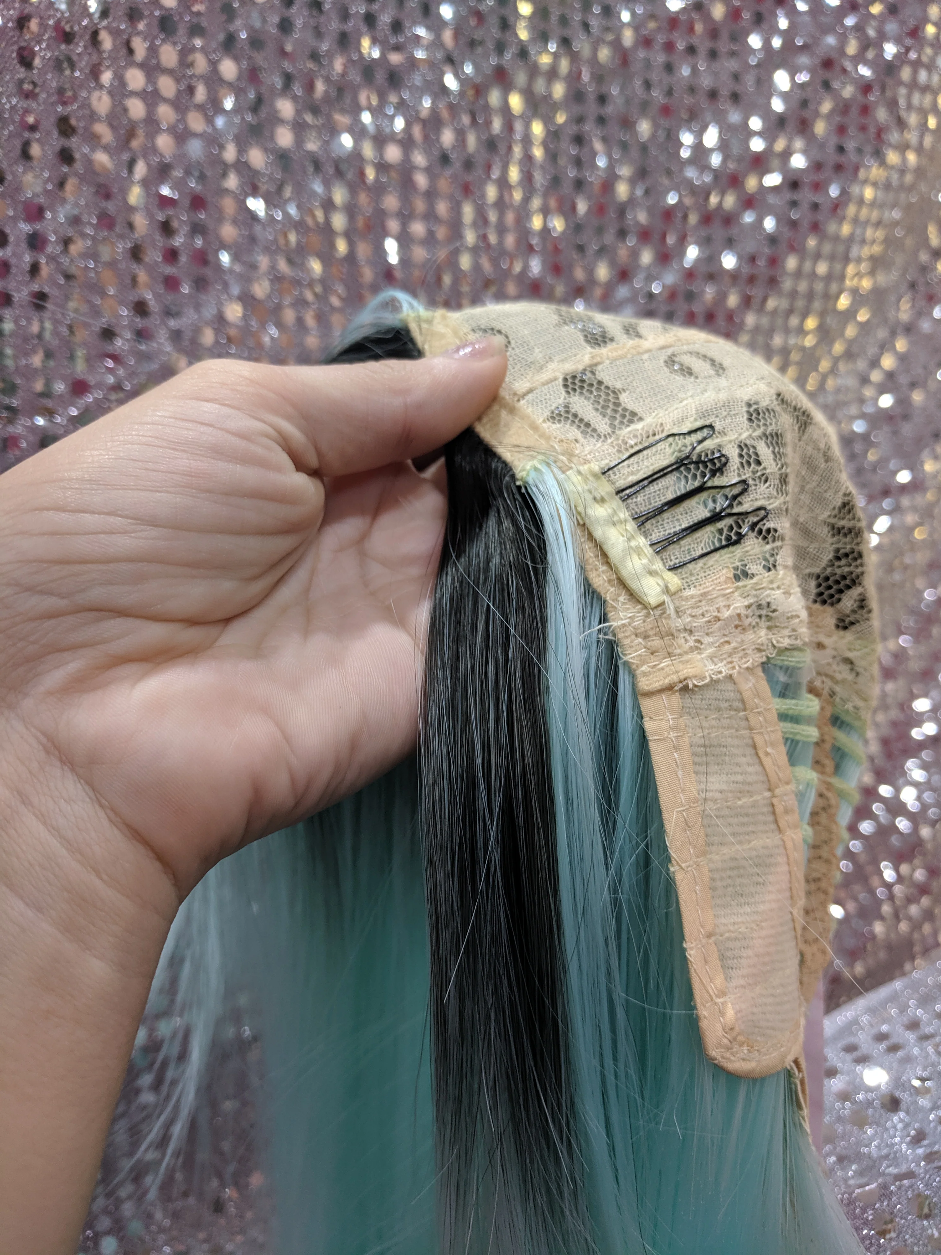 Aqua Ombre 24" Straight Heat Resistant Wig - Image 4