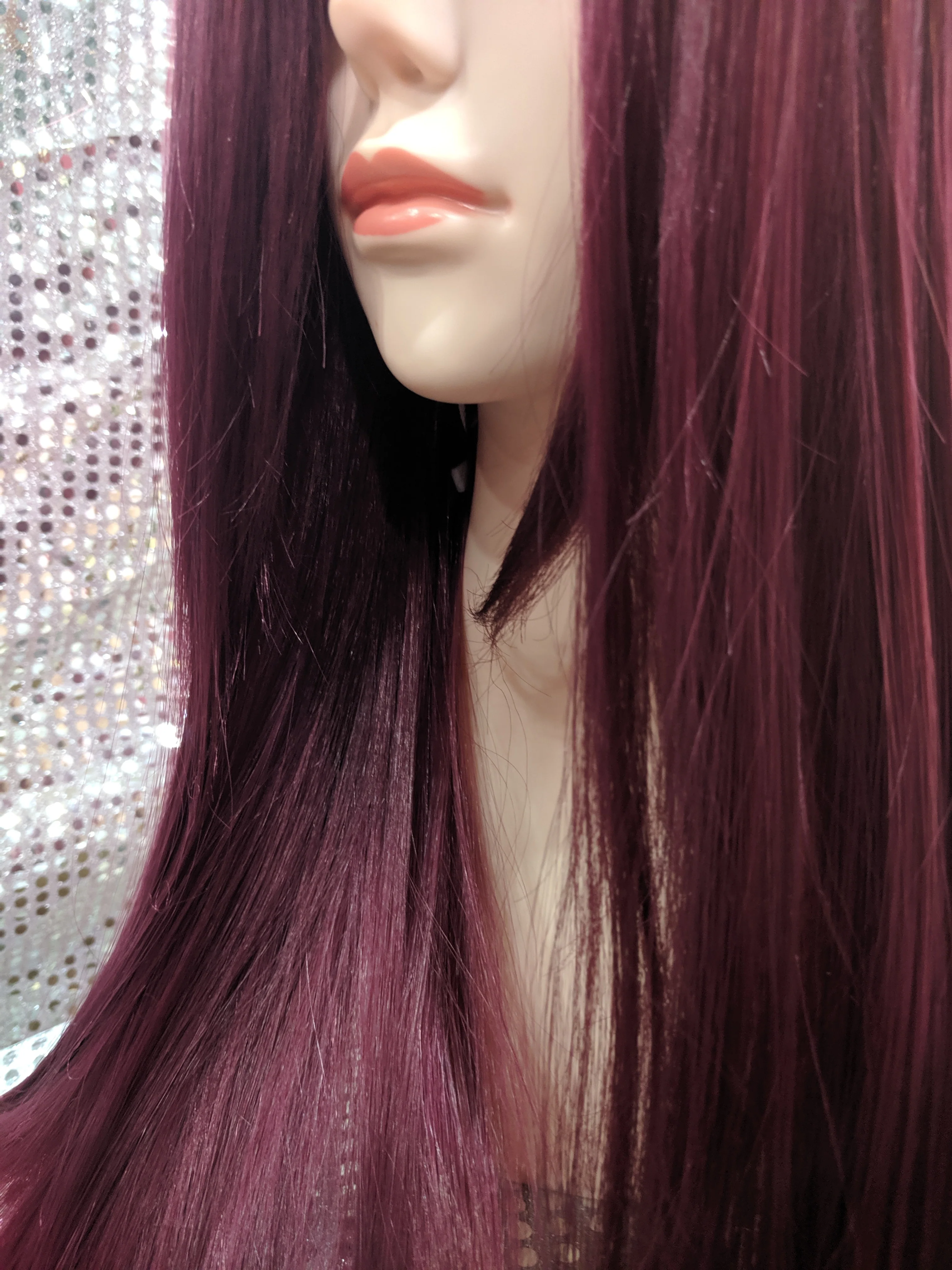 Burgundy Ombre 24" Straight Heat Resistant Wig - Image 5