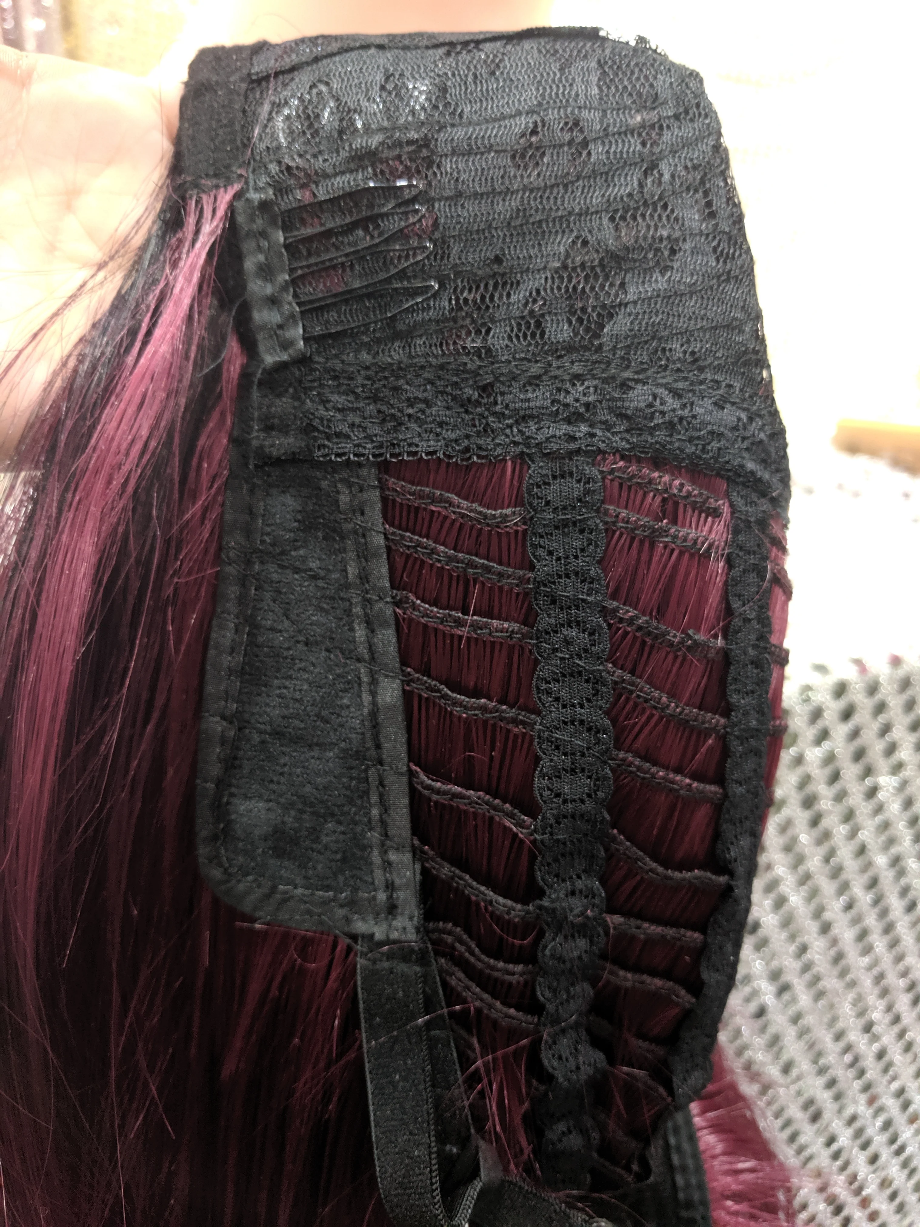 Burgundy Ombre 24" Straight Heat Resistant Wig - Image 6
