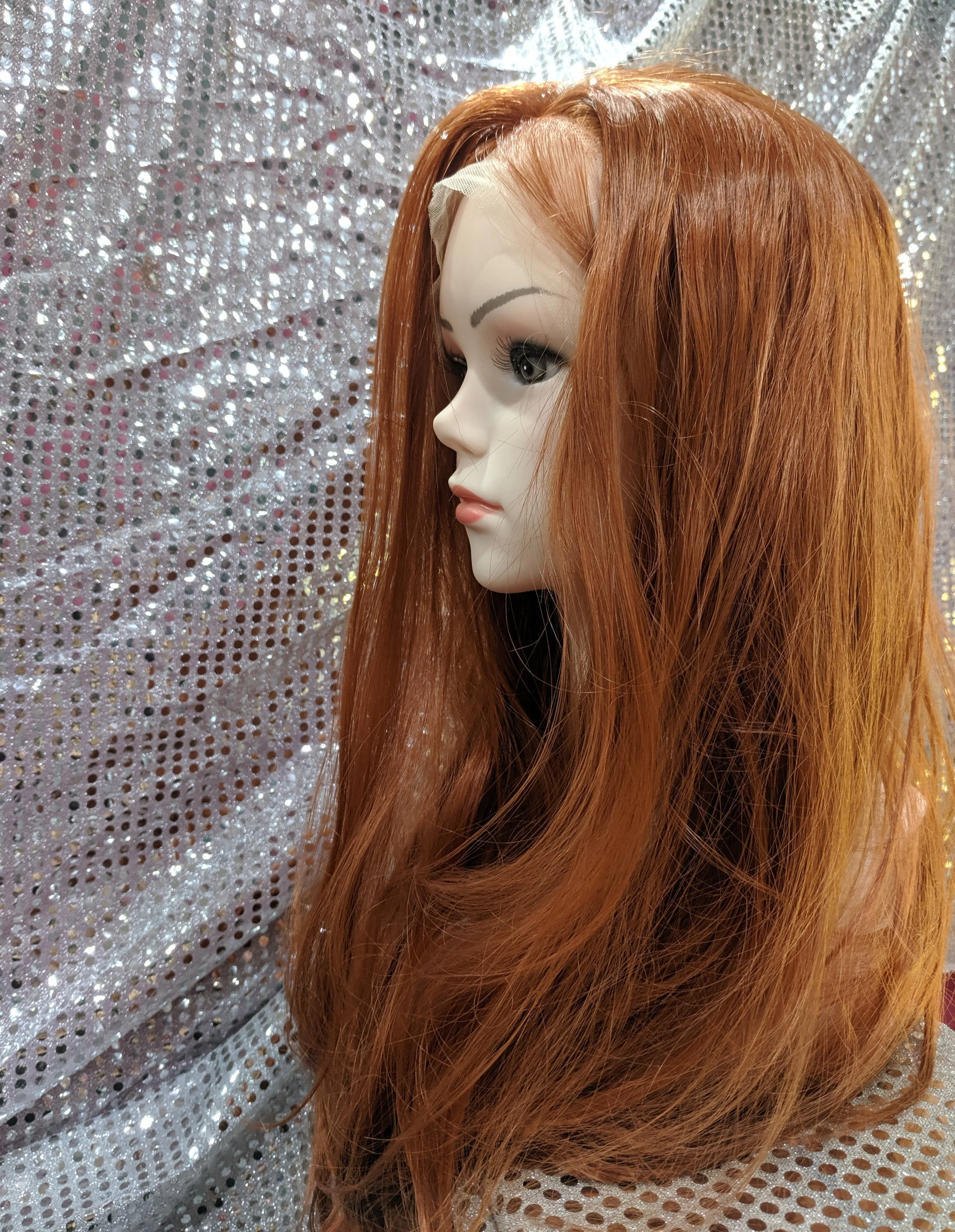 Copper 24" Wavy Heat Resistant Lace Front Wig With Baby Hairs - Image 4