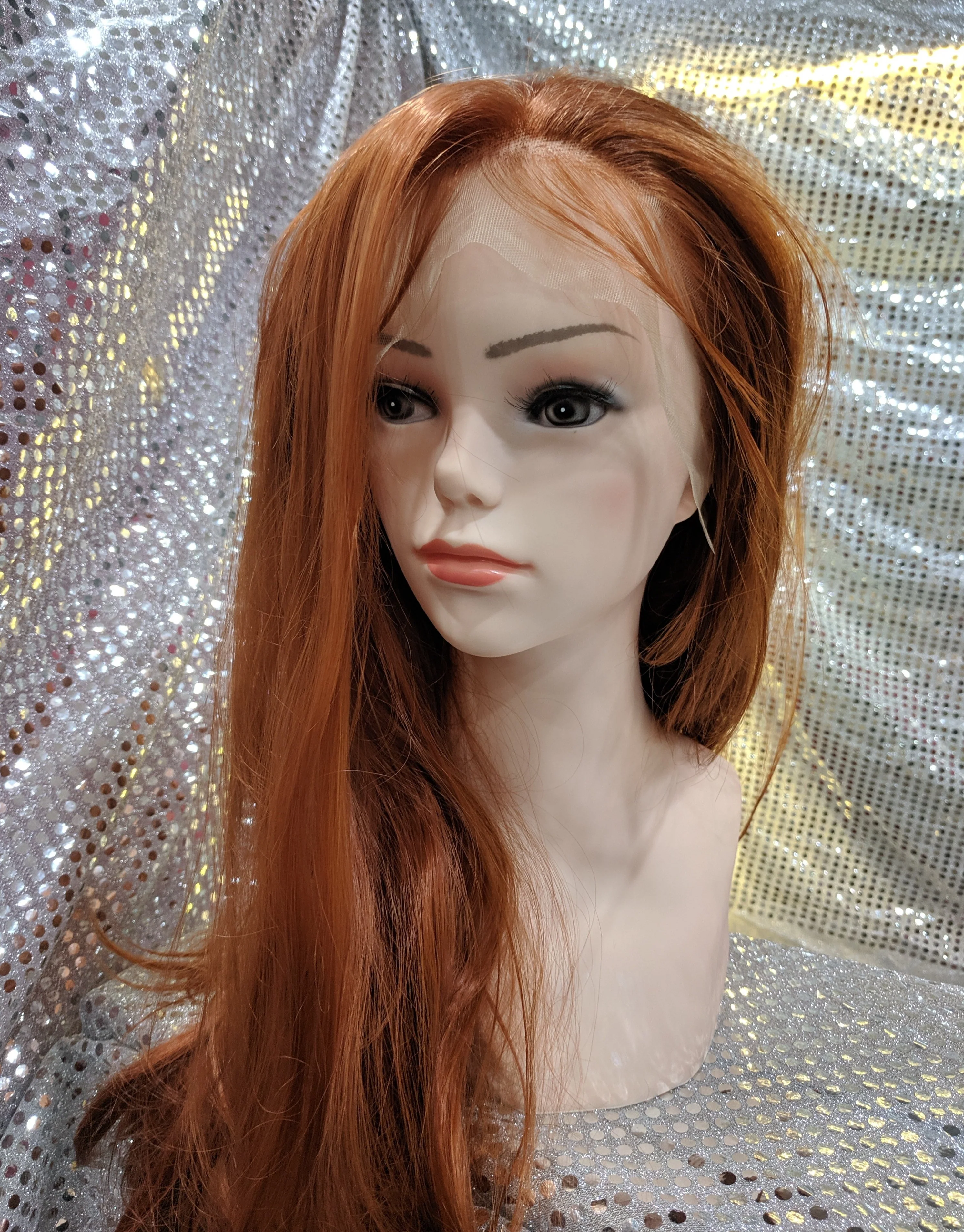 Copper 24" Wavy Heat Resistant Lace Front Wig With Baby Hairs - Image 5