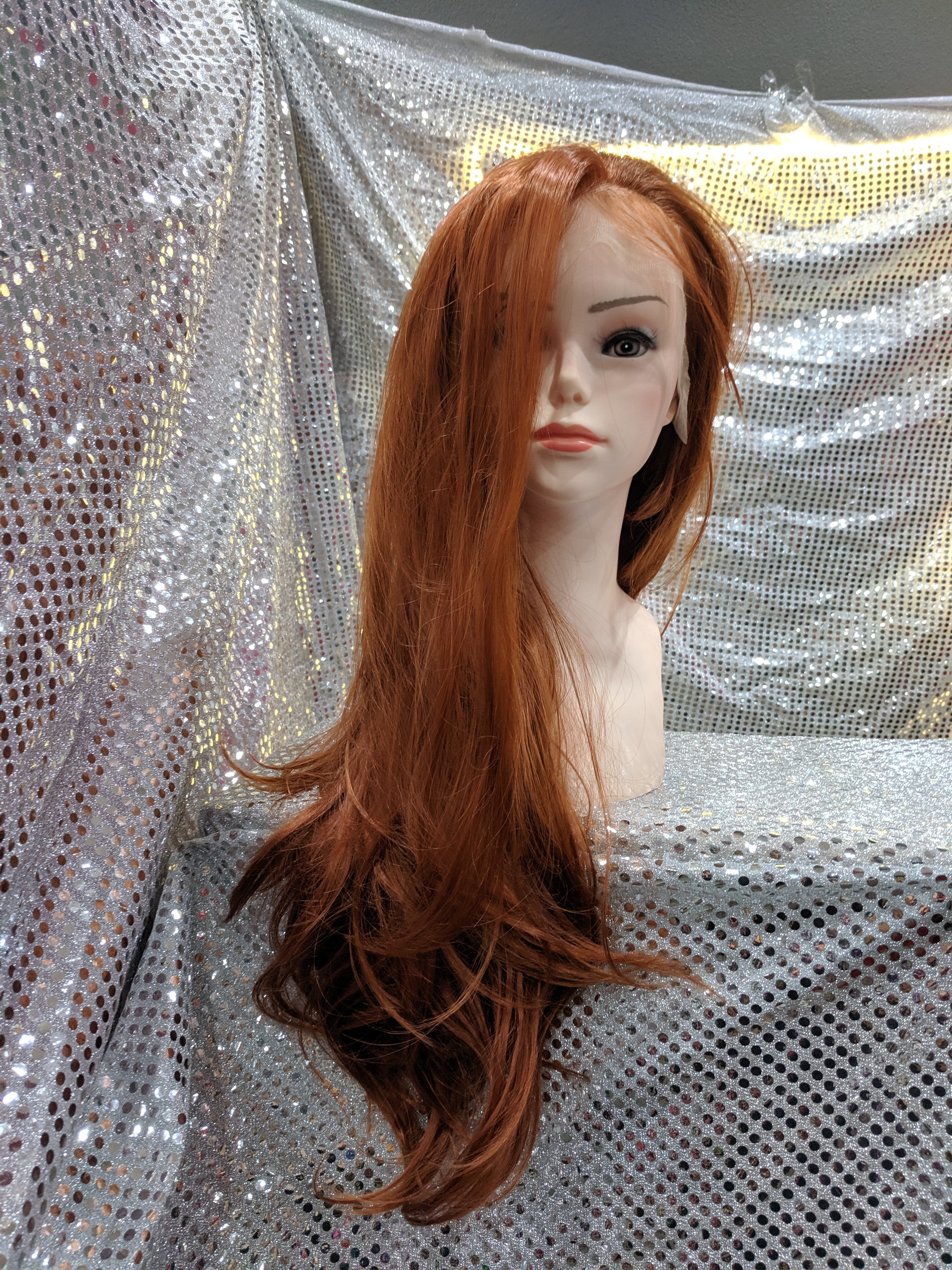 Copper 24" Wavy Heat Resistant Lace Front Wig With Baby Hairs - Image 6
