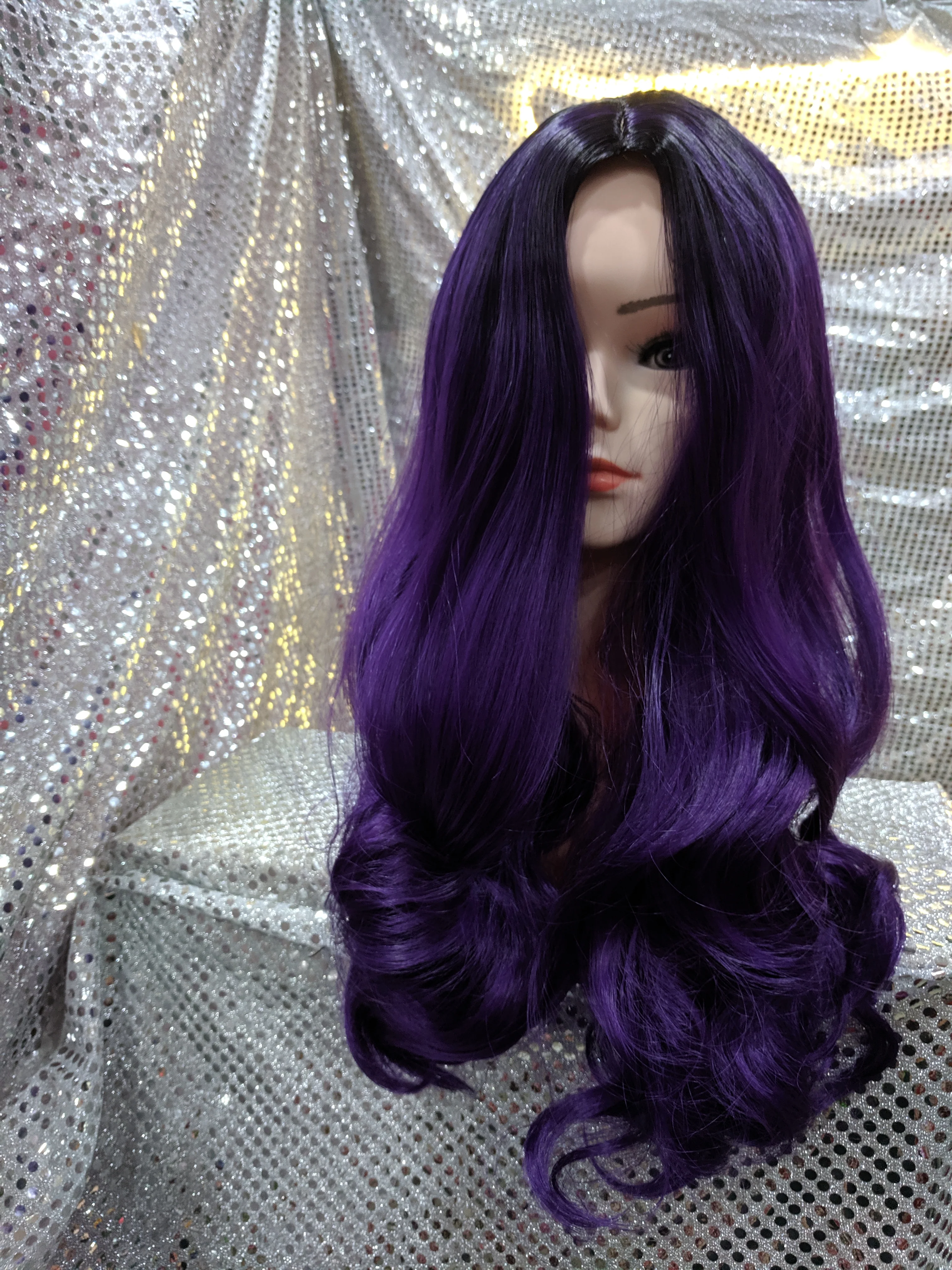 Purple Ombre 22" Wavy Heat Resistant Wig - Image 2