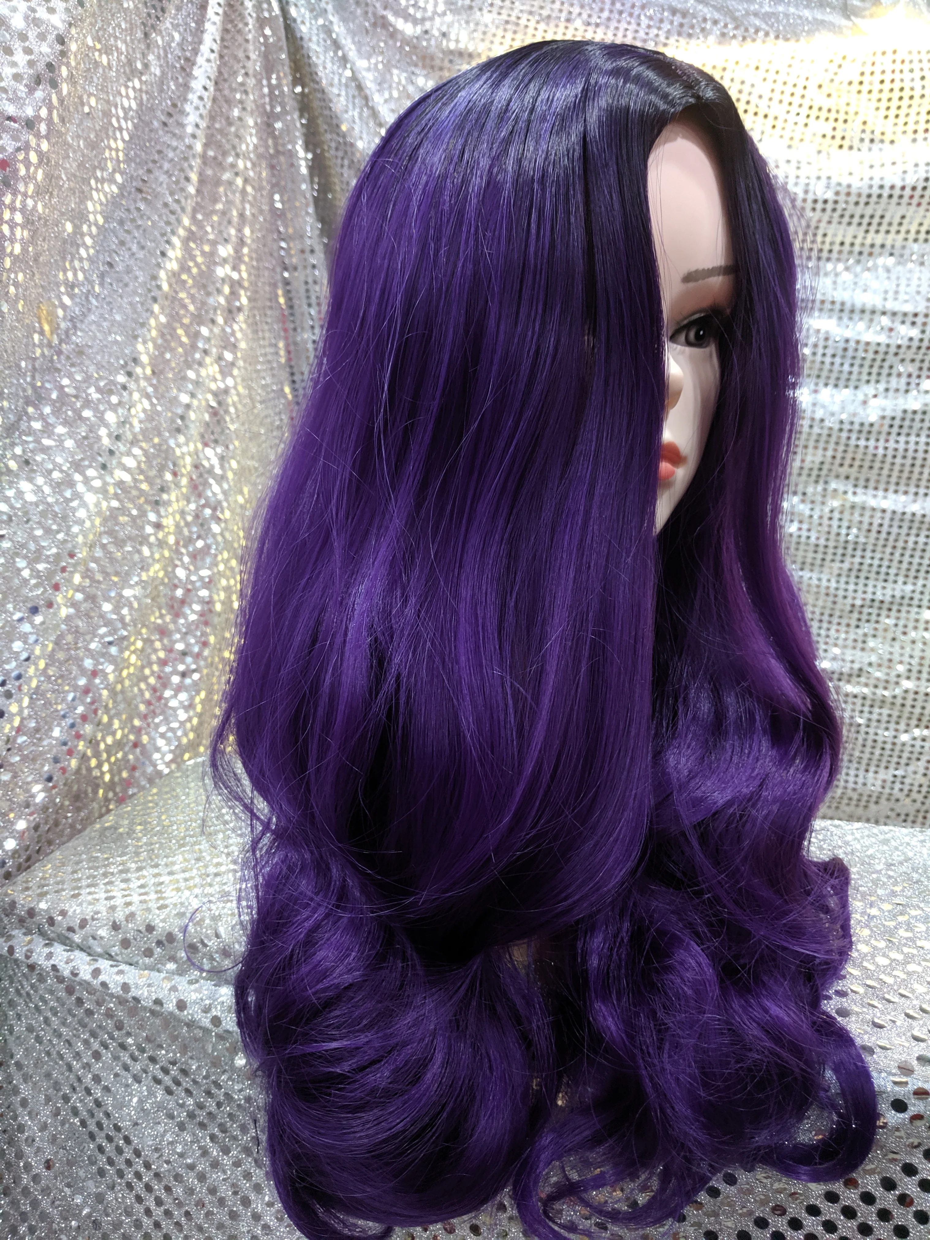 Purple Ombre 22" Wavy Heat Resistant Wig - Image 3