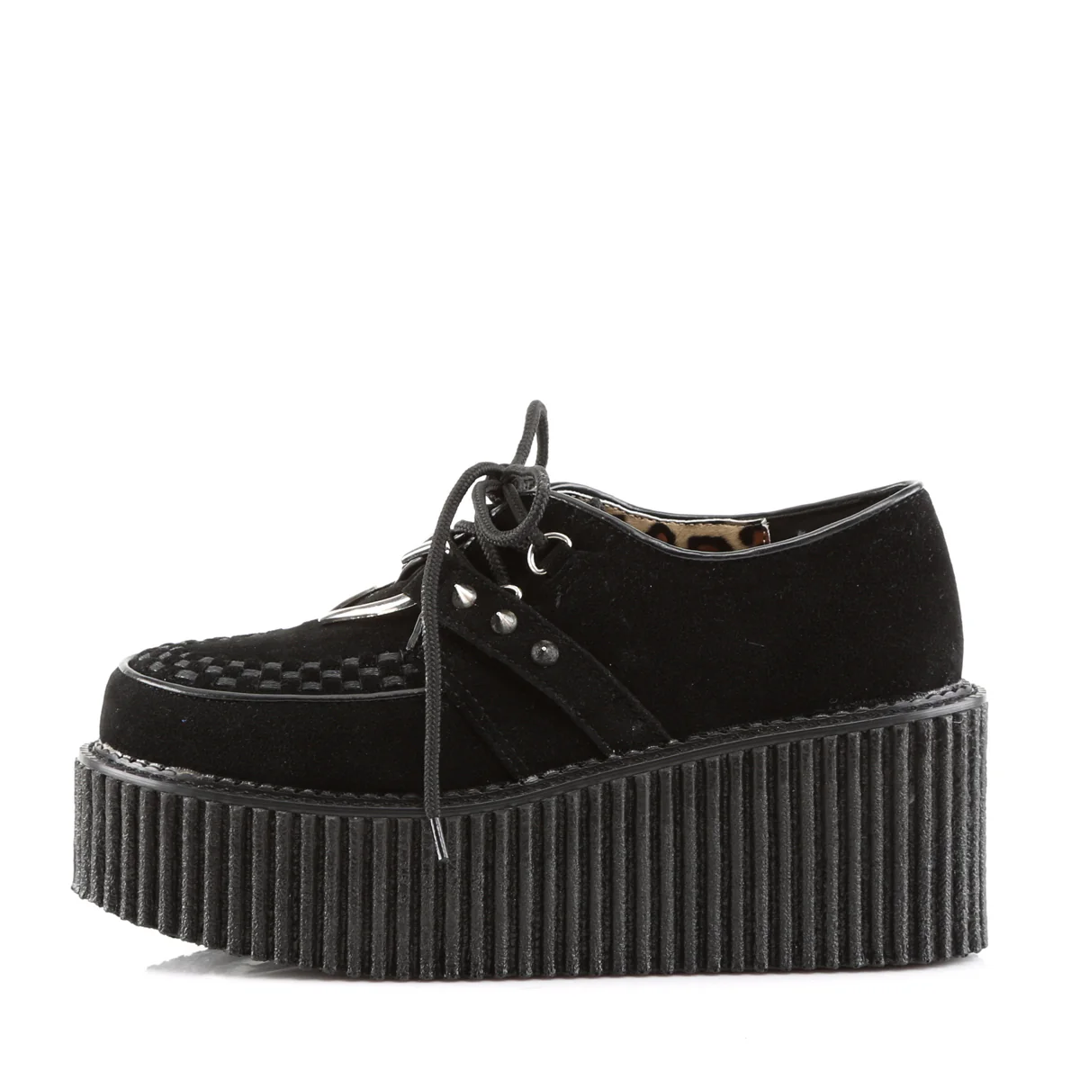 CREEPER-206  Black Vegan Suede-Vegan Leather - Image 3