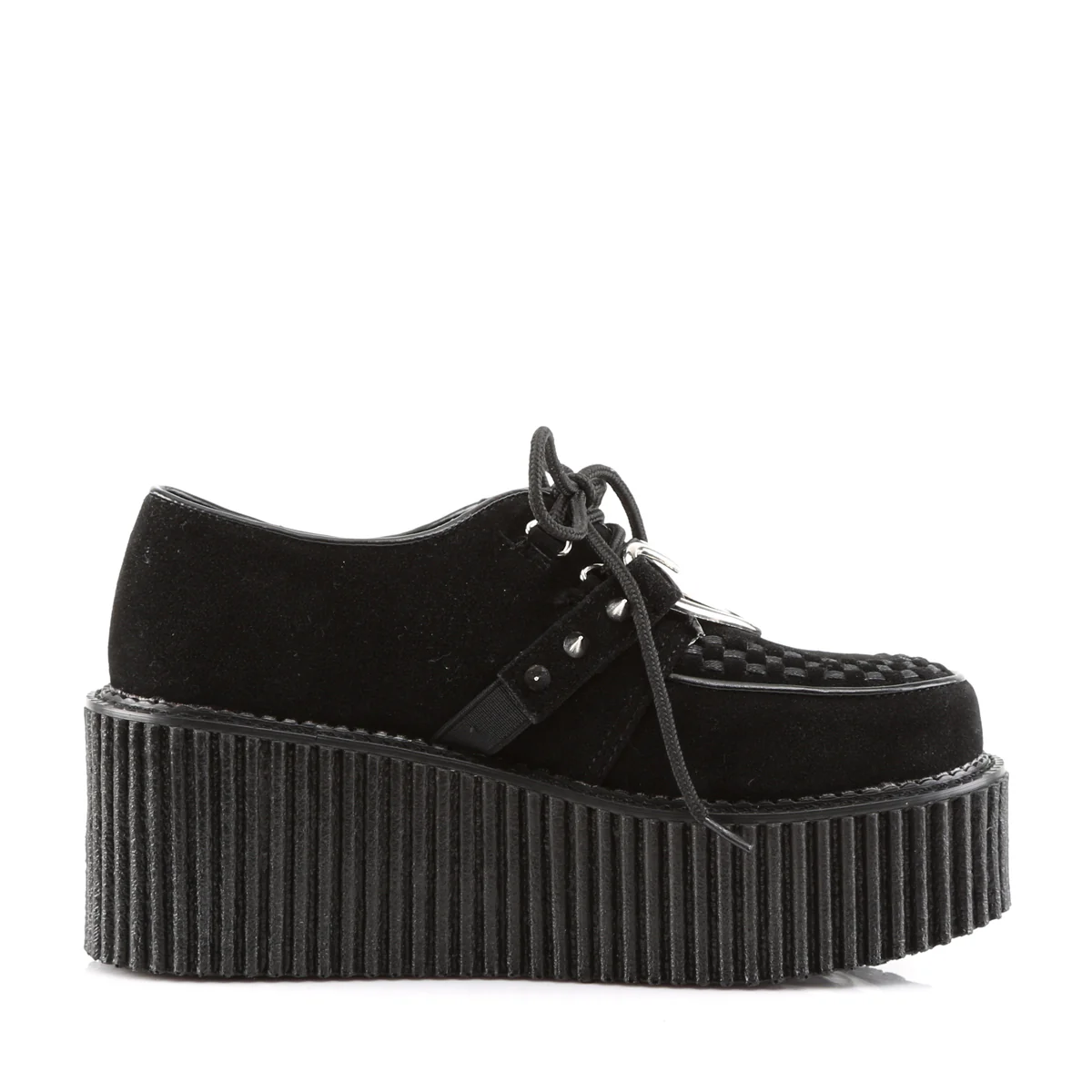 CREEPER-206  Black Vegan Suede-Vegan Leather - Image 5