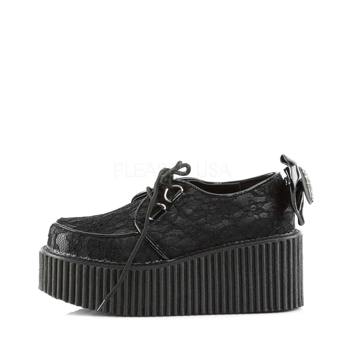 CREEPER-212  Black Vegan Leather-Lace - Image 3