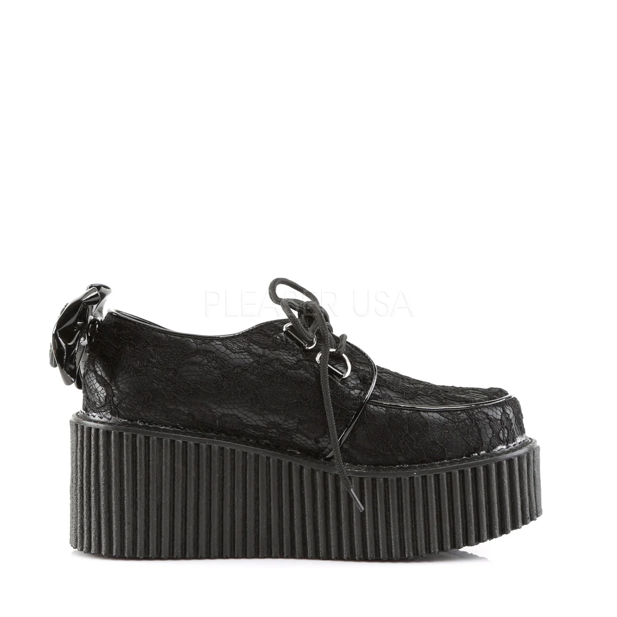 CREEPER-212  Black Vegan Leather-Lace - Image 5
