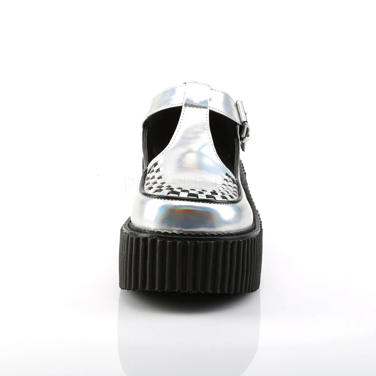 CREEPER-214  Silver Hologram-Black Vegan Leather - Image 2