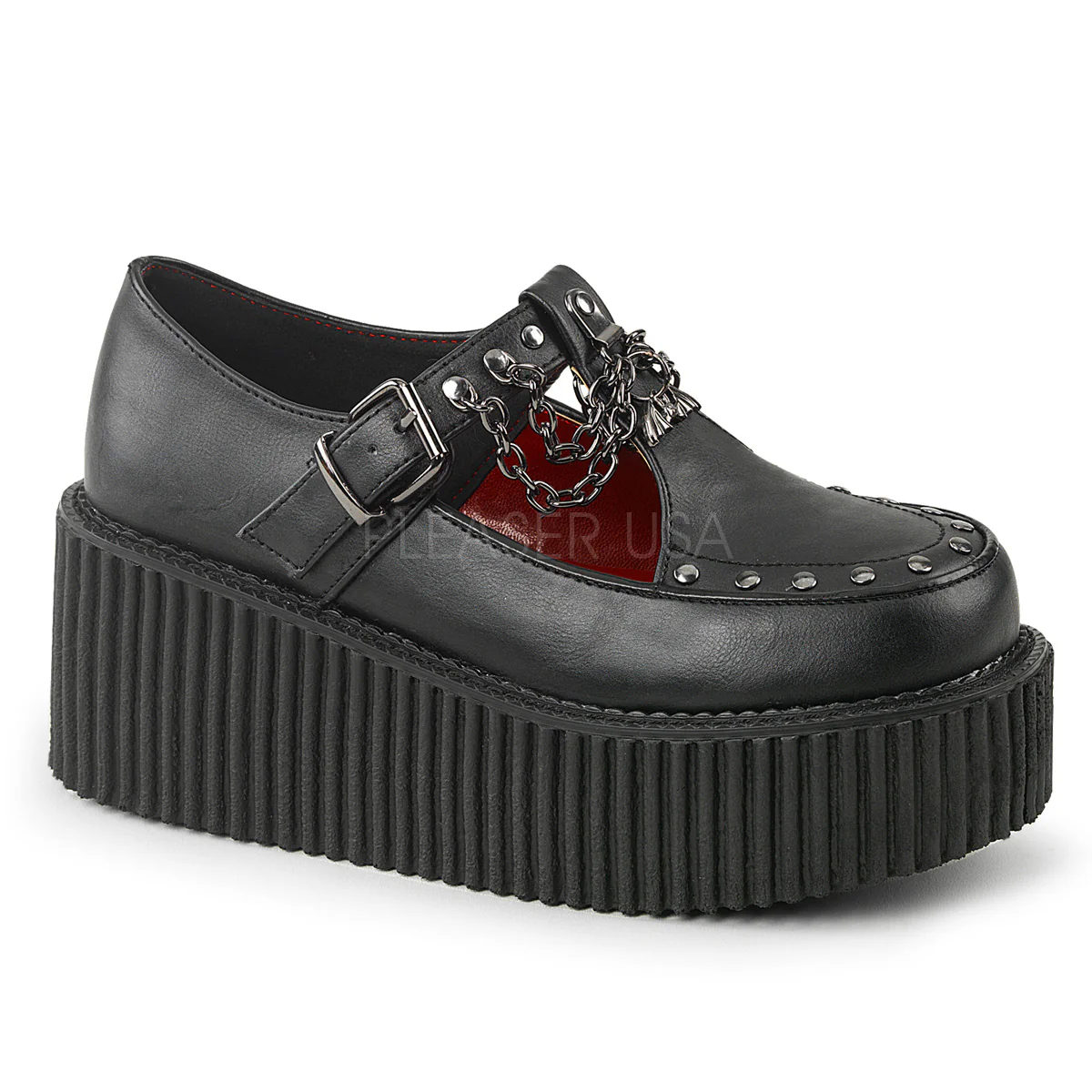 CREEPER-215 Black Vegan Leather
