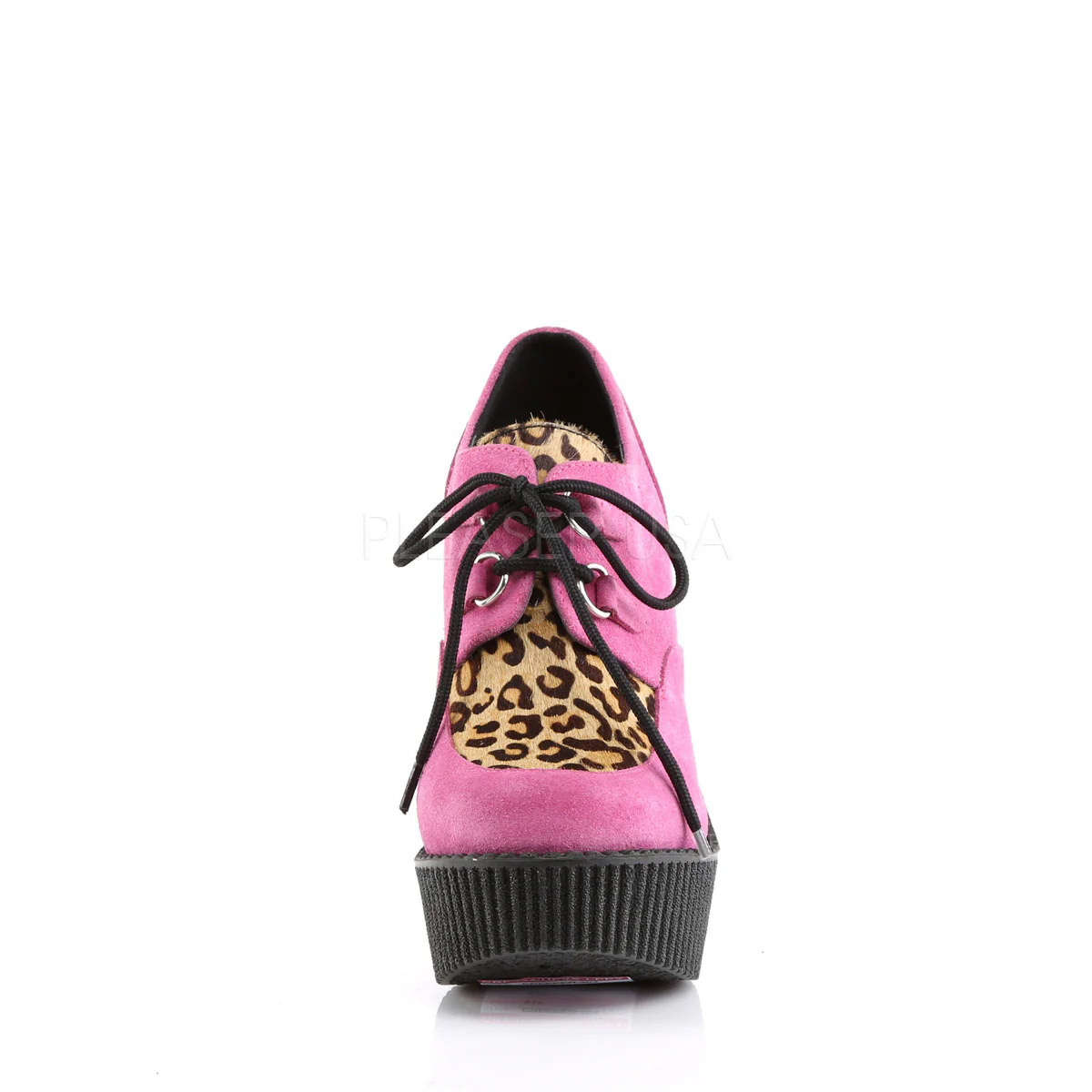 CREEPER-304  HotPink Vegan Suede-Leopard Printed Pony Hair - Image 2