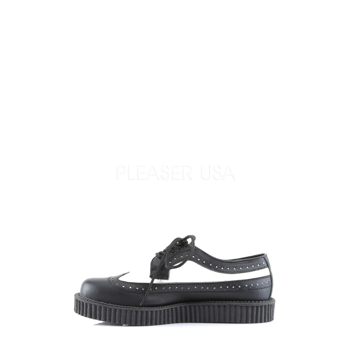 CREEPER-608  Black-White Leather - Image 3