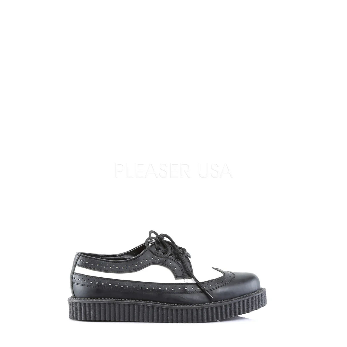 CREEPER-608  Black-White Leather - Image 5
