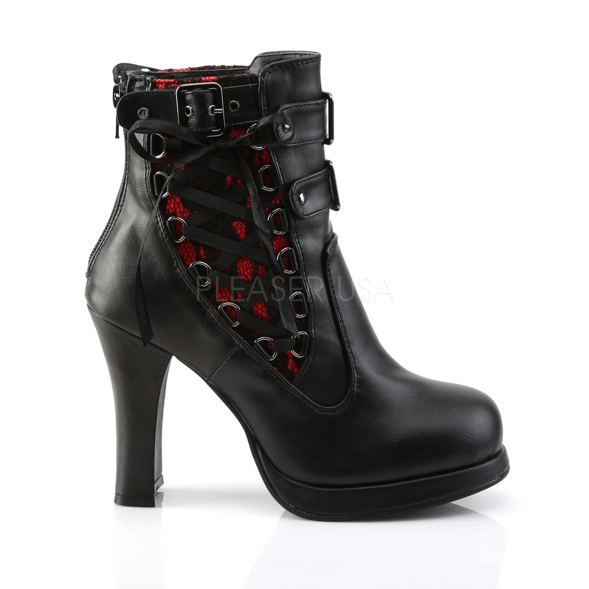 CRYPTO-51  Black-Red Lace Vegan Leather - Image 5