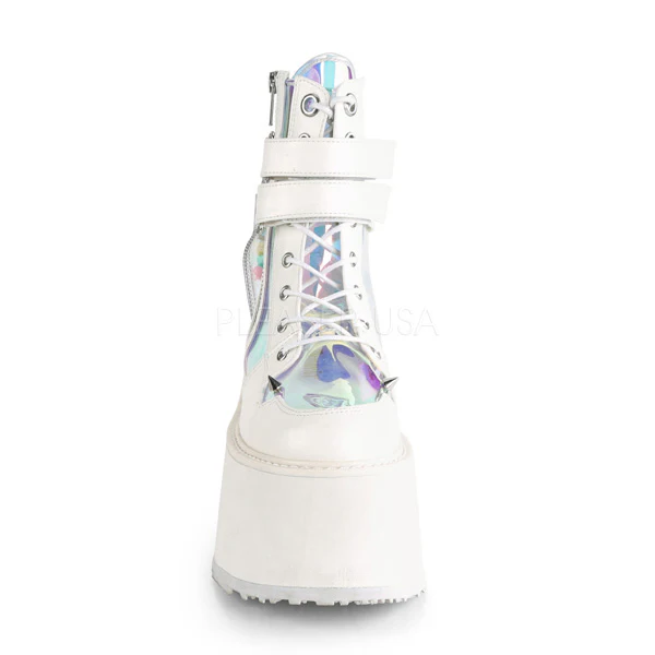 DAMNED-115  White Vegan Leather-Clear Hologram PVC - Image 2