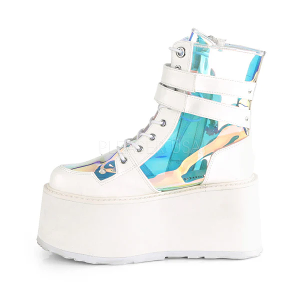 DAMNED-115  White Vegan Leather-Clear Hologram PVC - Image 3