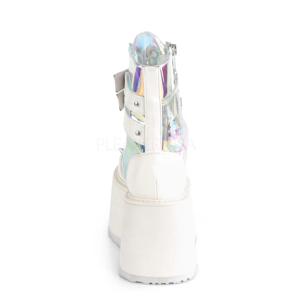 DAMNED-115  White Vegan Leather-Clear Hologram PVC - Image 4