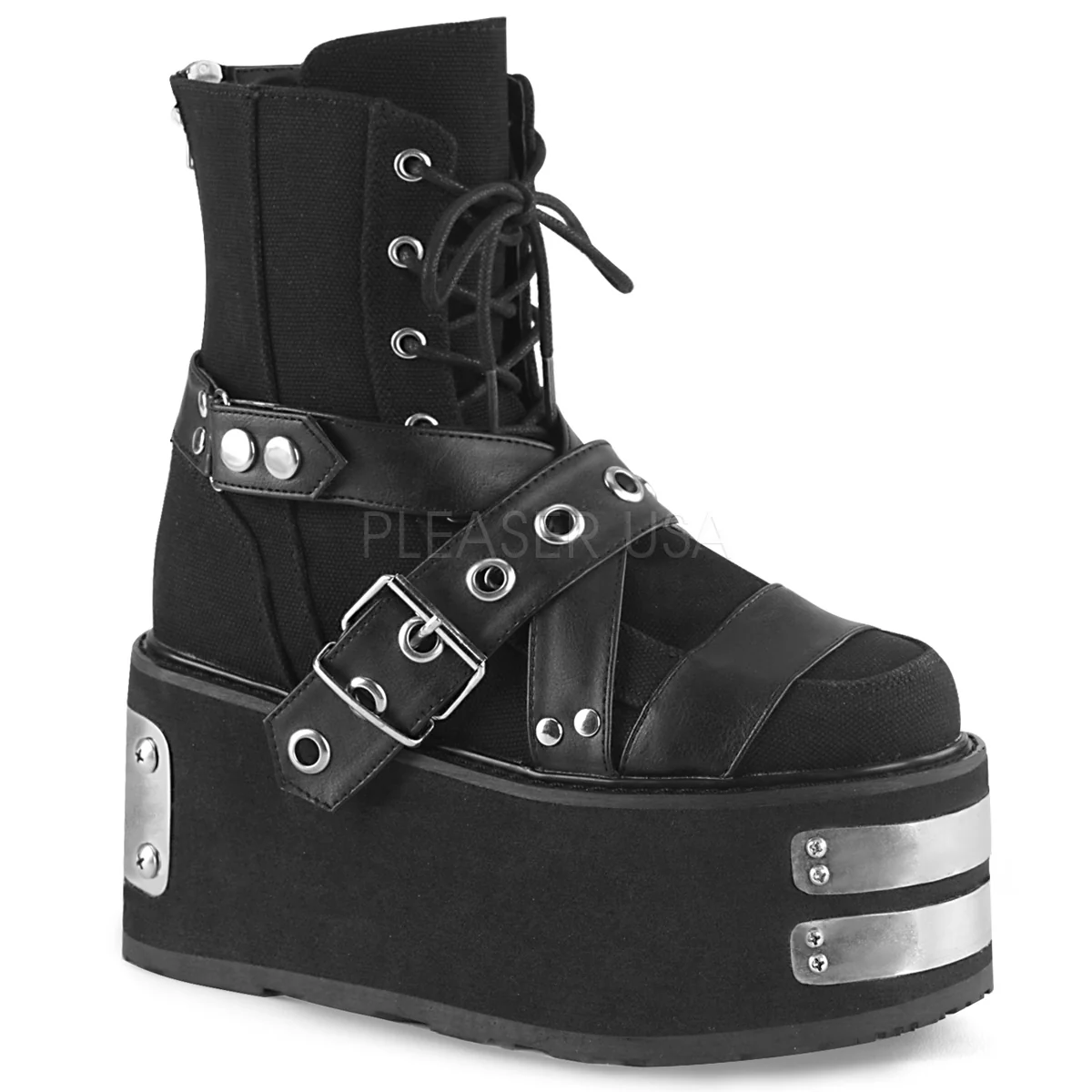 DAMNED-116 Black Canvas-Vegan Leather