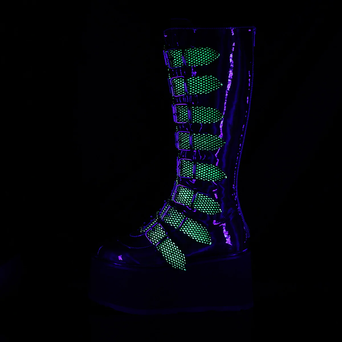 DAMNED-318  Lime Green Hologram Vegan Leather - Image 3