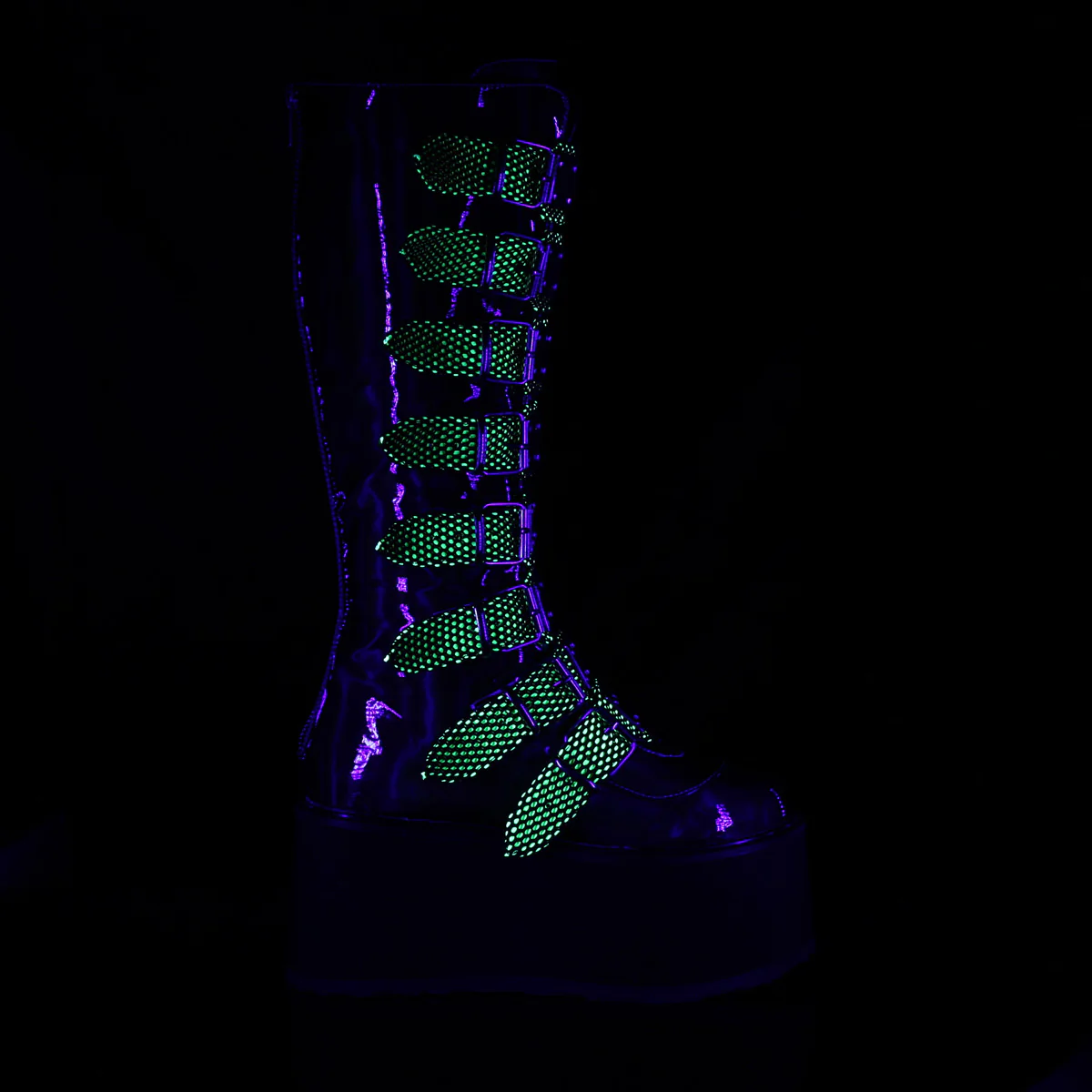 DAMNED-318  Lime Green Hologram Vegan Leather - Image 5