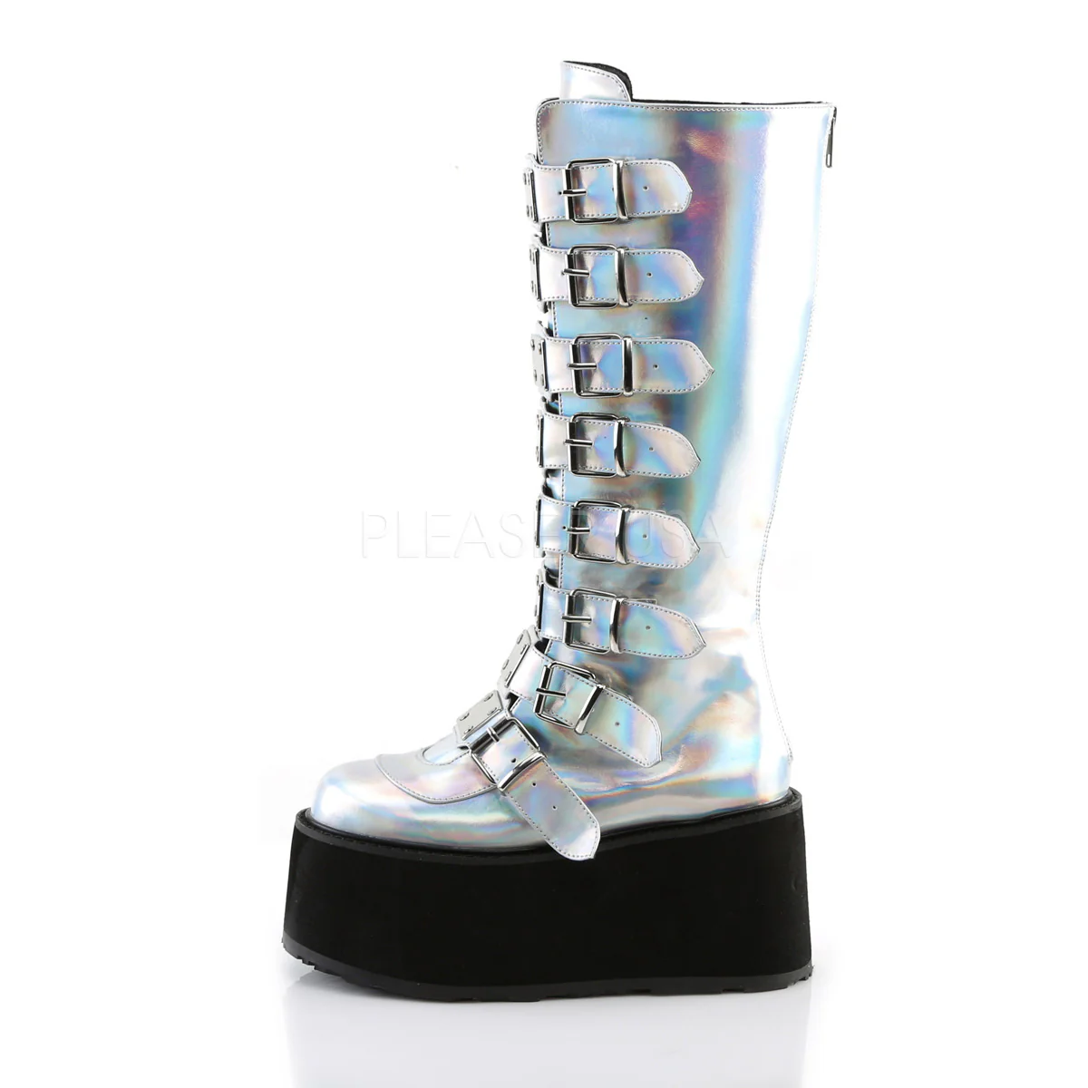 DAMNED-318 Silver Hologram Vegan Leather - Image 3