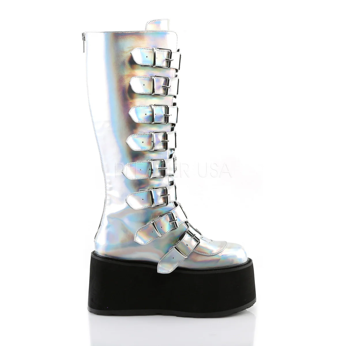 DAMNED-318 Silver Hologram Vegan Leather - Image 5