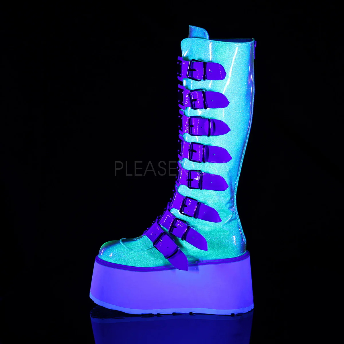 DAMNED-318 UV Green Shifting Glitter Vegan Leather - Image 3