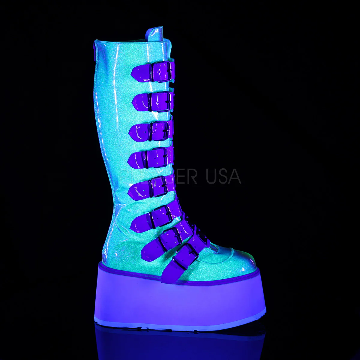 DAMNED-318 UV Green Shifting Glitter Vegan Leather - Image 5