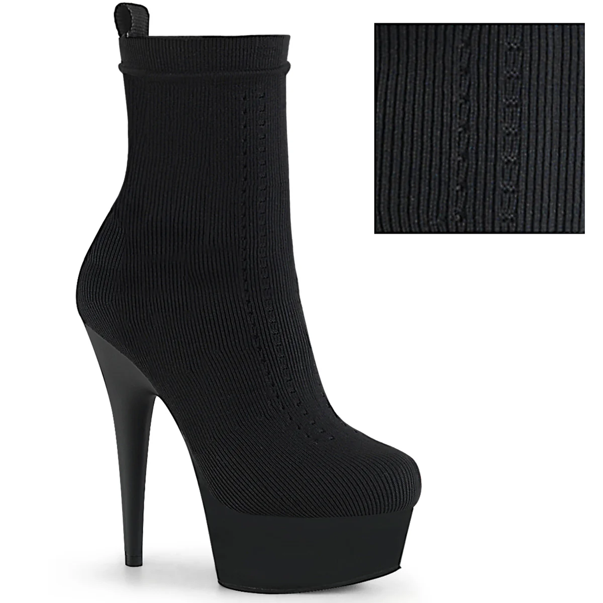 DELIGHT-1002-1 Black Stretch Knit Fabric/Black Matte