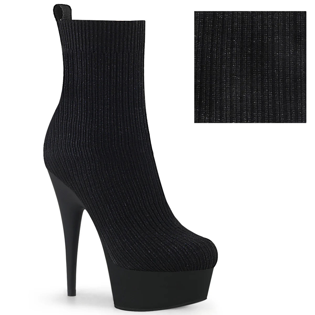 DELIGHT-1002-2  Black Stretch Knit Fabric/Black Matte