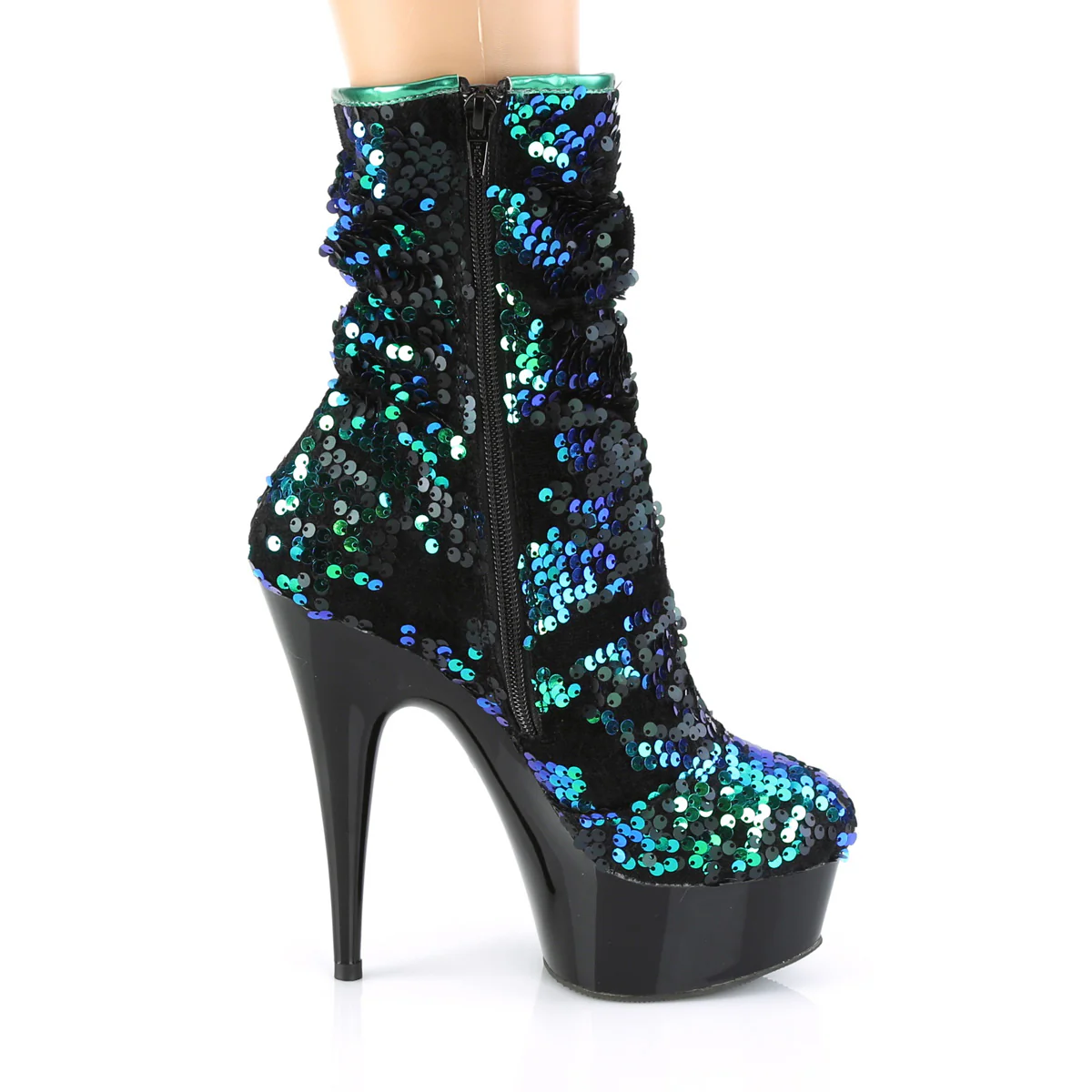 DELIGHT-1004 Green Iridescent Sequins/Black - Image 5